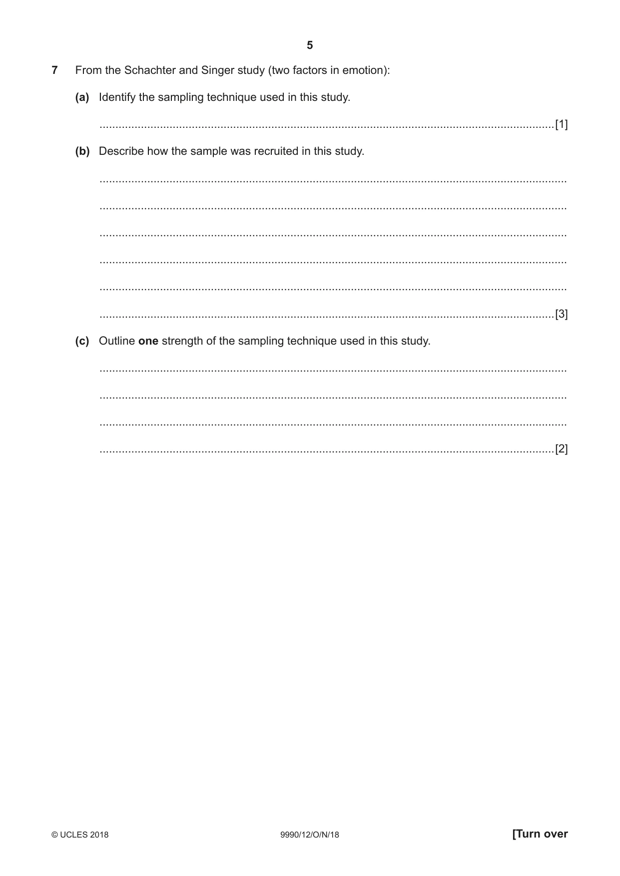 Cambridge A Level Psychology (from 2018) 9990 2018 Oct/Nov Paper 1 · Variant 2 question paper, page 5 of 12
