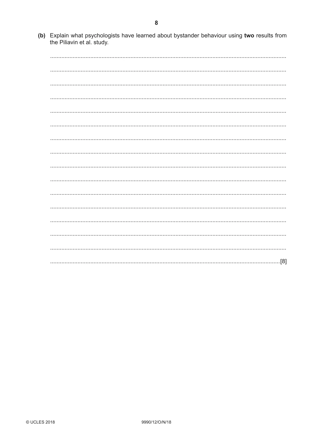 Cambridge A Level Psychology (from 2018) 9990 2018 Oct/Nov Paper 1 · Variant 2 question paper, page 8 of 12