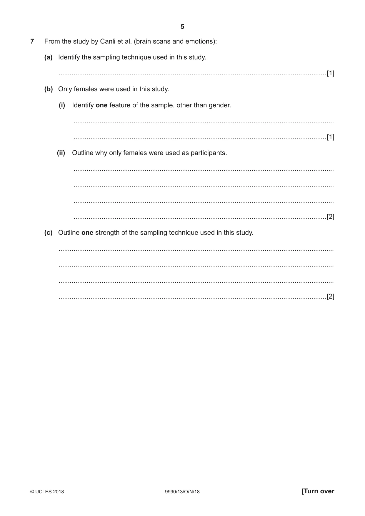 Cambridge A Level Psychology (from 2018) 9990 2018 Oct/Nov Paper 1 · Variant 3 question paper, page 5 of 12