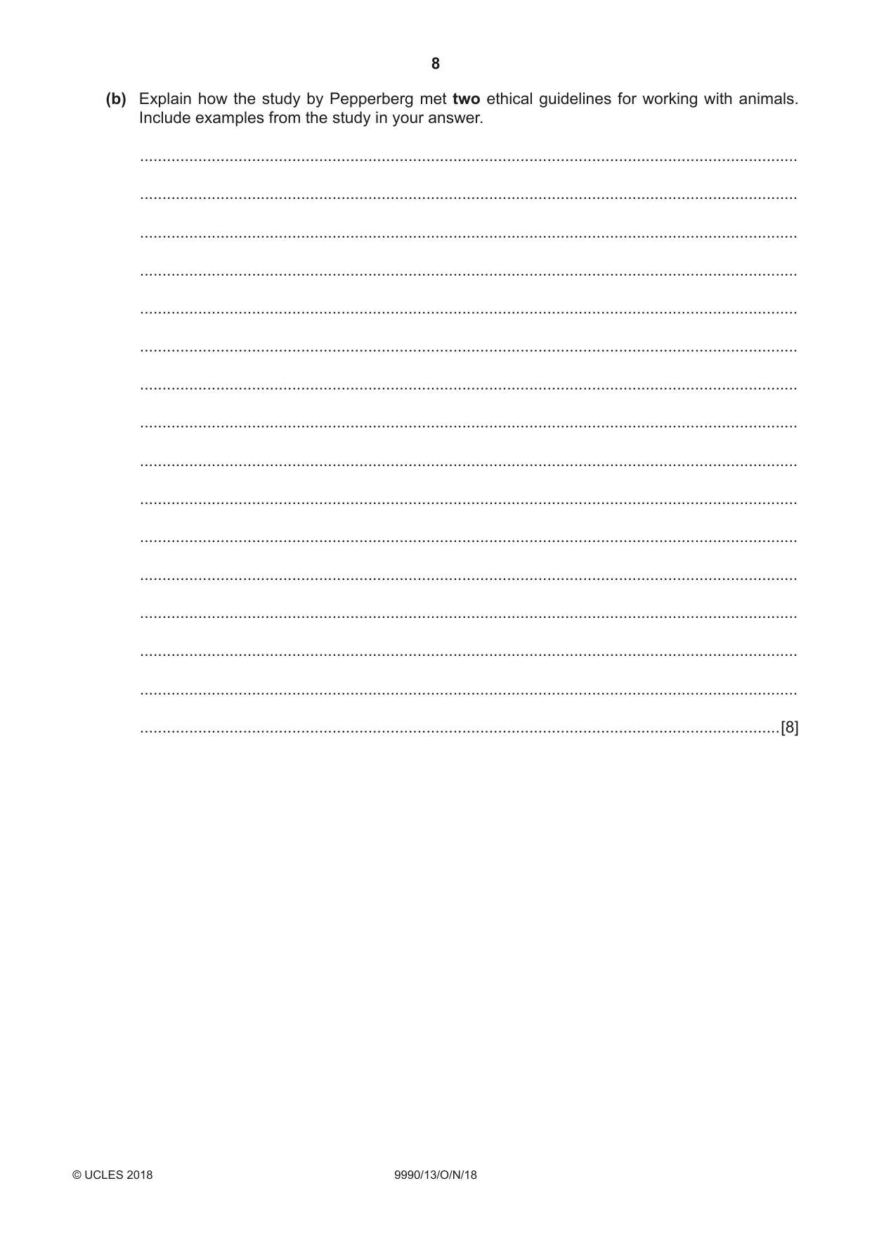Cambridge A Level Psychology (from 2018) 9990 2018 Oct/Nov Paper 1 · Variant 3 question paper, page 8 of 12