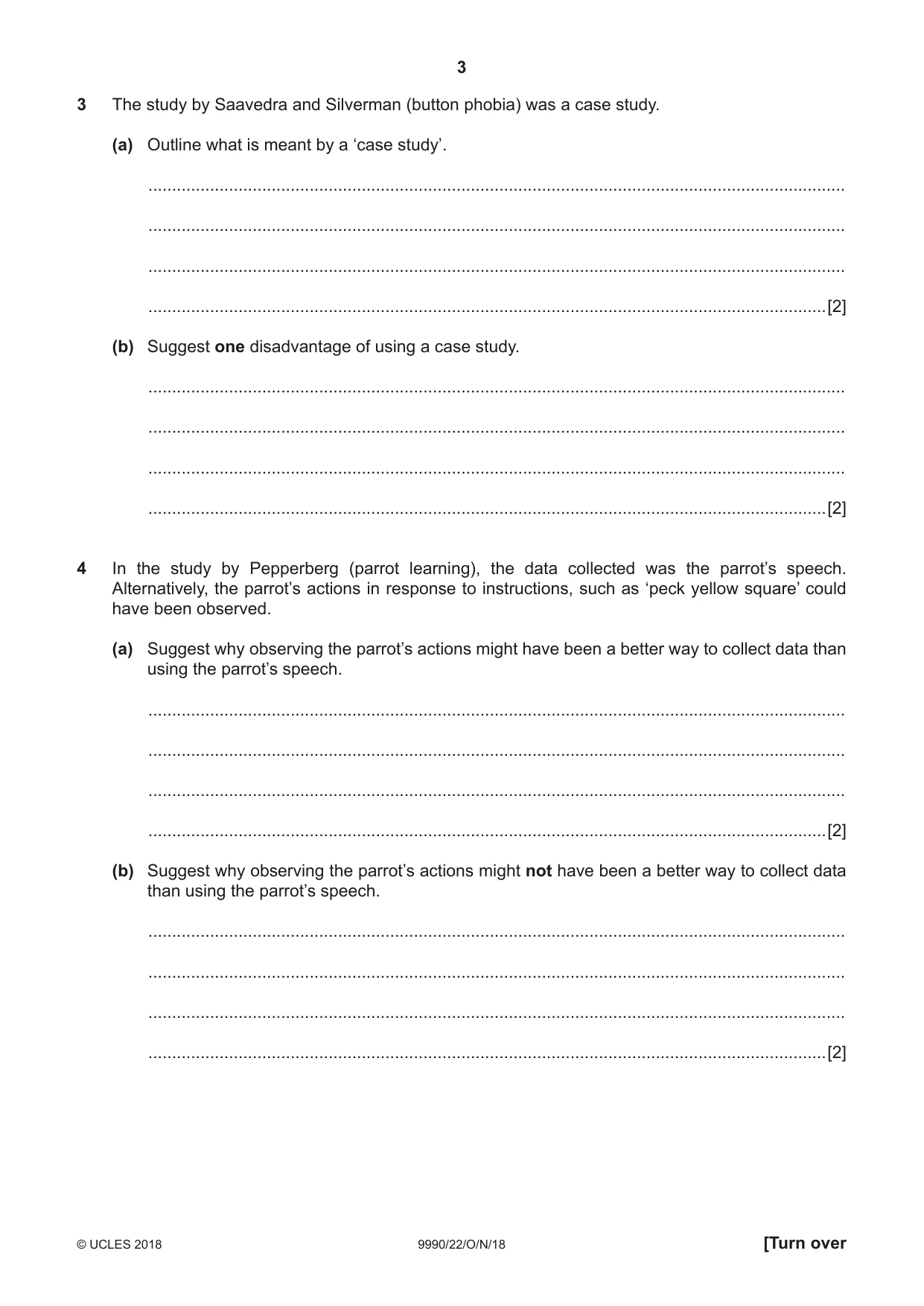 Cambridge A Level Psychology (from 2018) 9990 2018 Oct/Nov Paper 2 · Variant 2 question paper, page 3 of 12