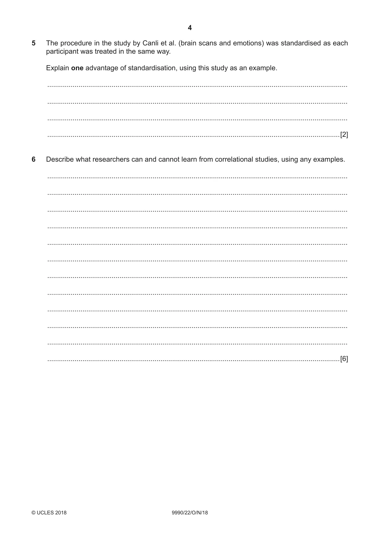 Cambridge A Level Psychology (from 2018) 9990 2018 Oct/Nov Paper 2 · Variant 2 question paper, page 4 of 12