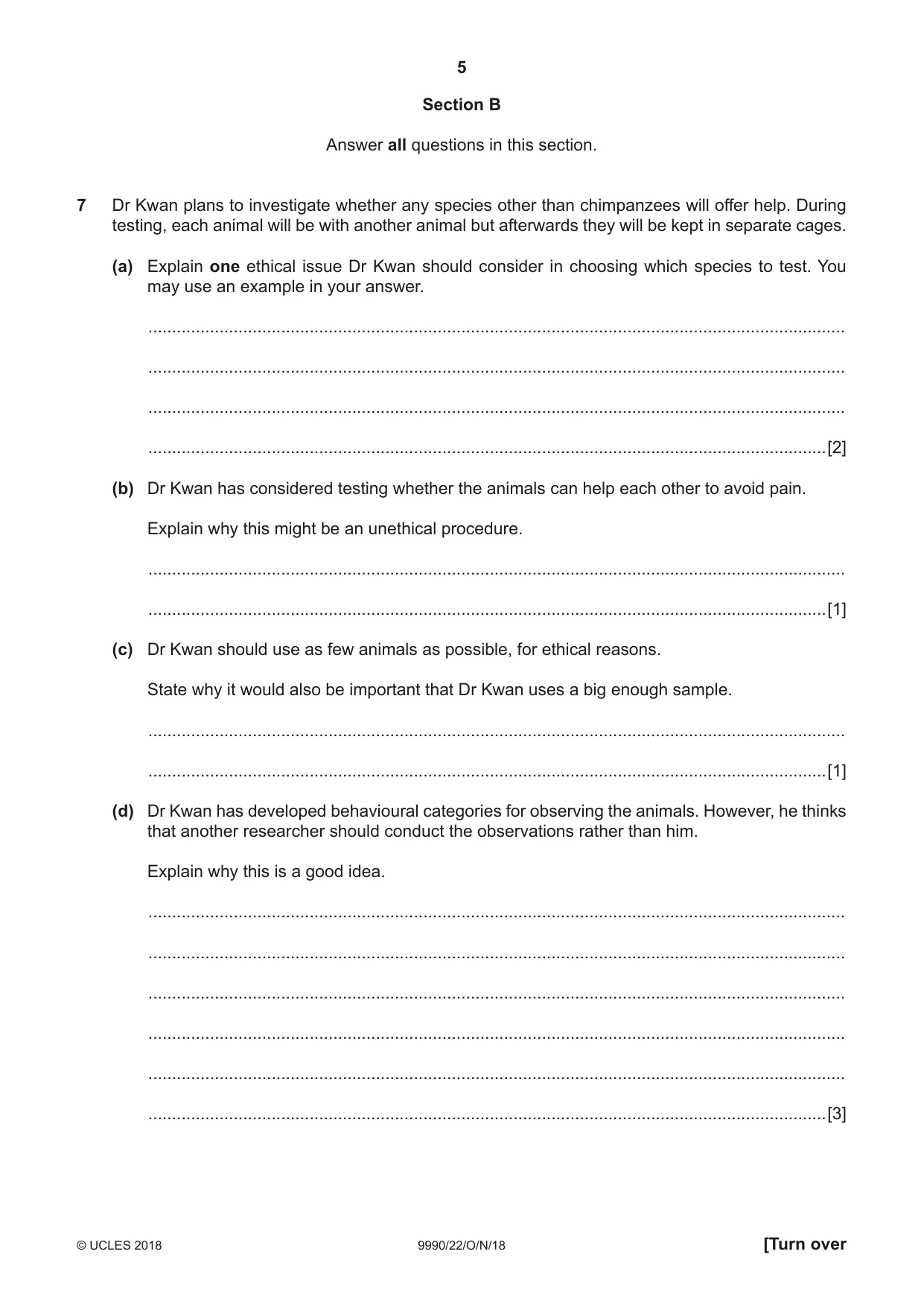 Cambridge A Level Psychology (from 2018) 9990 2018 Oct/Nov Paper 2 · Variant 2 question paper, page 5 of 12