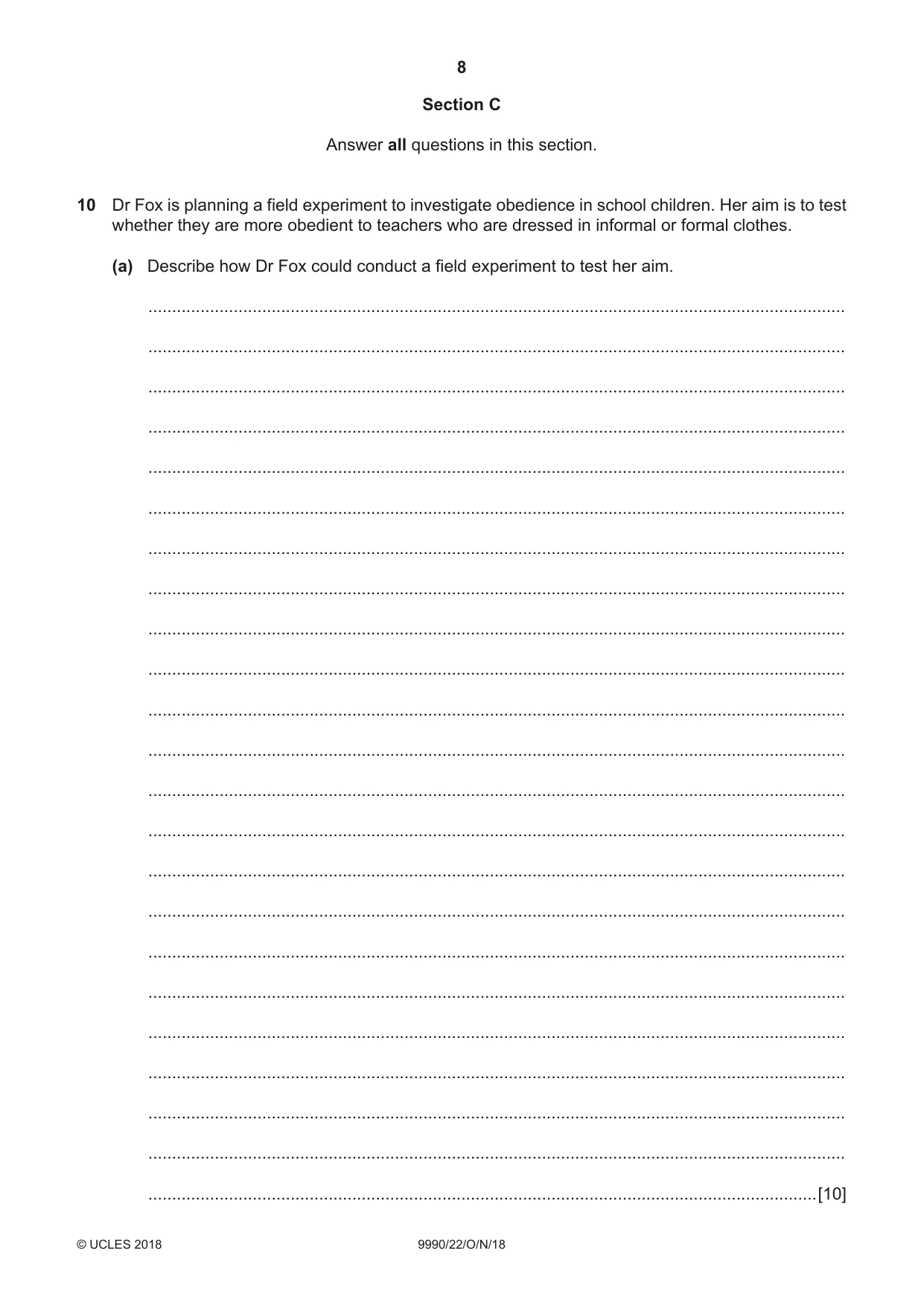 Cambridge A Level Psychology (from 2018) 9990 2018 Oct/Nov Paper 2 · Variant 2 question paper, page 8 of 12