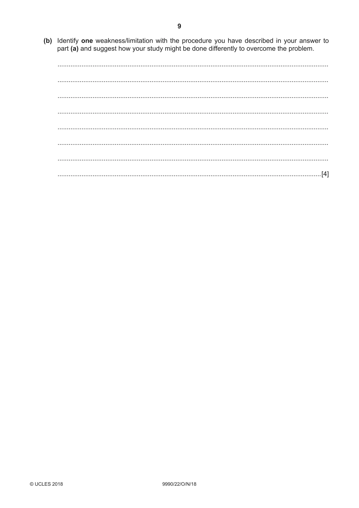 Cambridge A Level Psychology (from 2018) 9990 2018 Oct/Nov Paper 2 · Variant 2 question paper, page 9 of 12