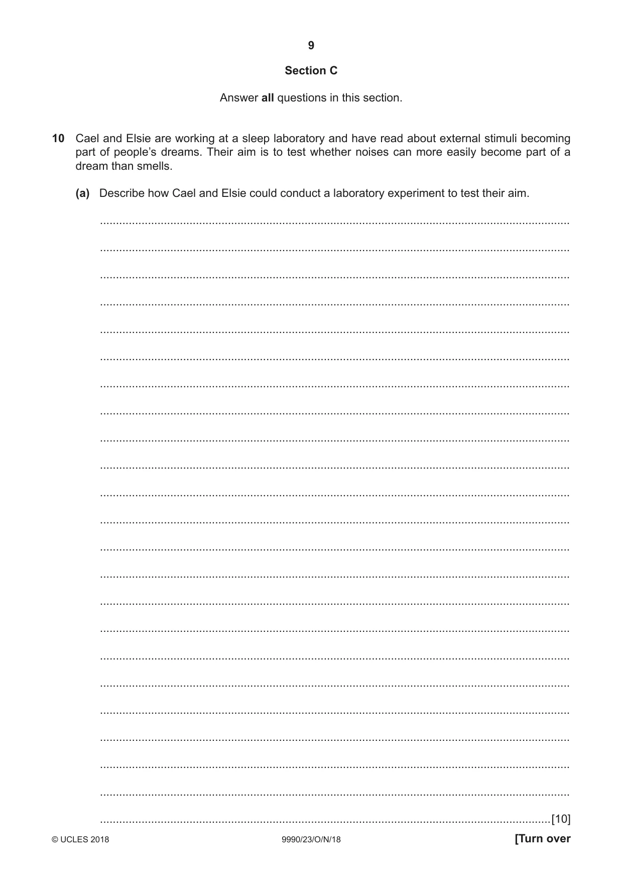 Cambridge A Level Psychology (from 2018) 9990 2018 Oct/Nov Paper 2 · Variant 3 question paper, page 9 of 12