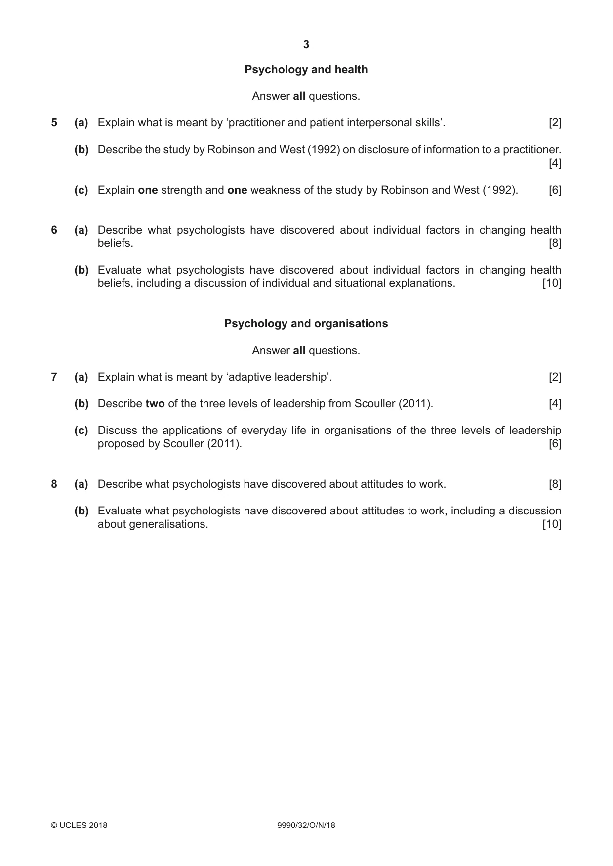 Cambridge A Level Psychology (from 2018) 9990 2018 Oct/Nov Paper 3 · Variant 2 question paper, page 3 of 4