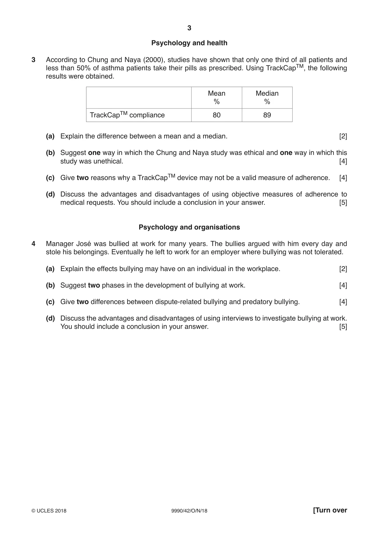 Cambridge A Level Psychology (from 2018) 9990 2018 Oct/Nov Paper 4 · Variant 2 question paper, page 3 of 8