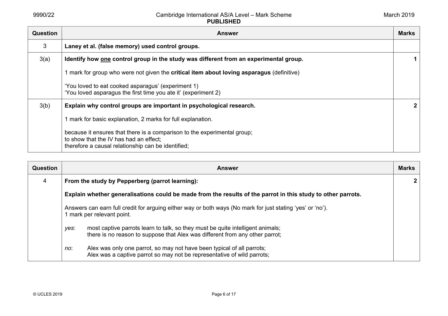 Mark scheme, page 6 of 17