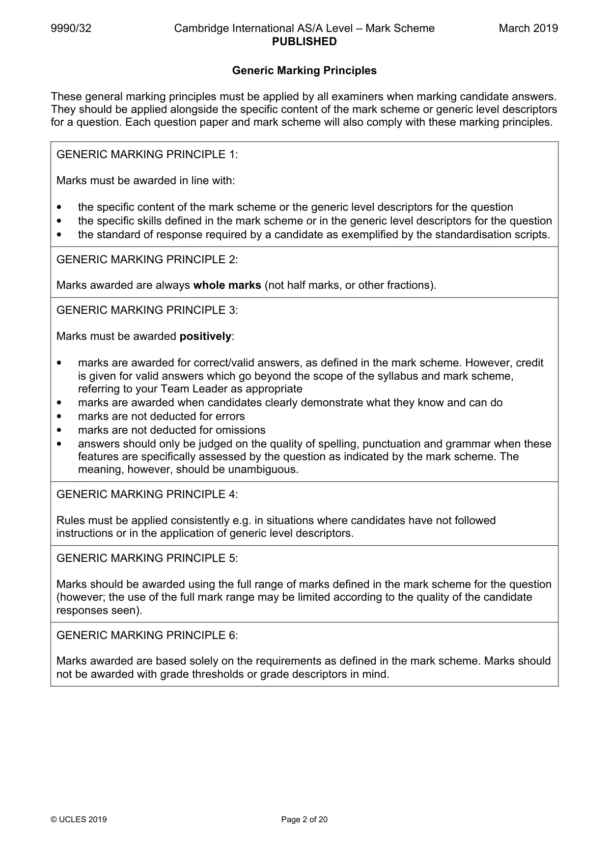 Mark scheme, page 2 of 20