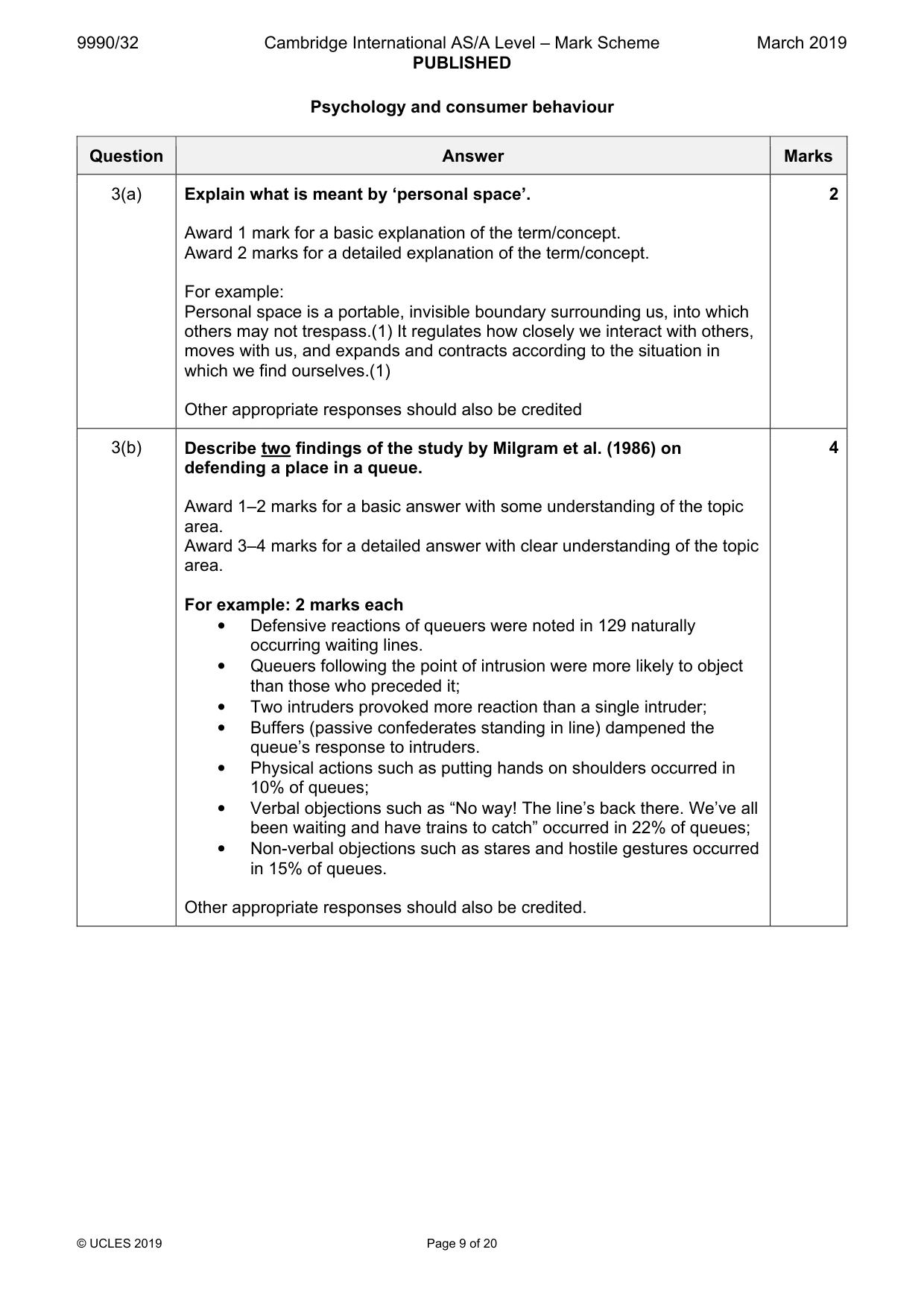 Mark scheme, page 9 of 20