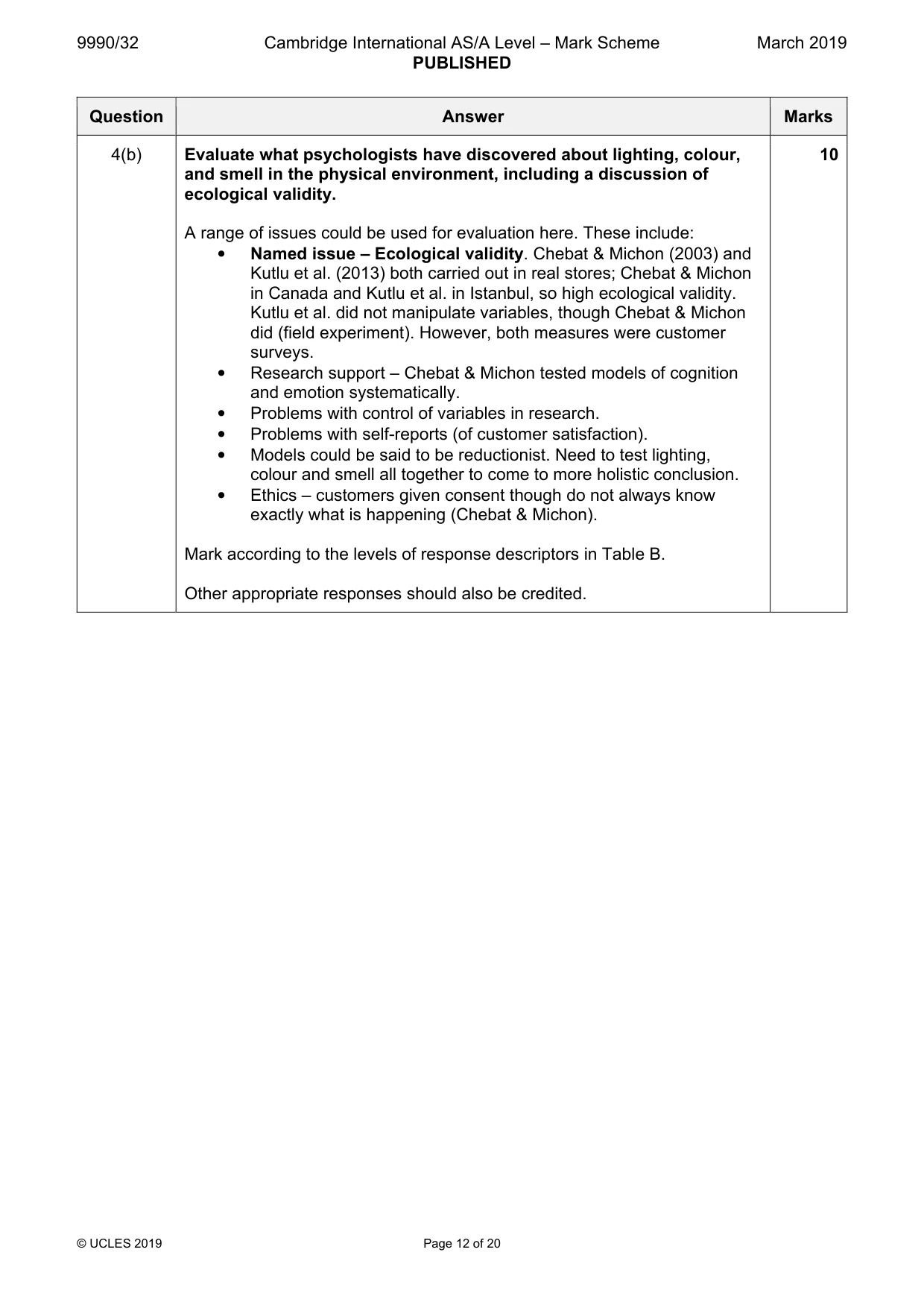 Mark scheme, page 12 of 20