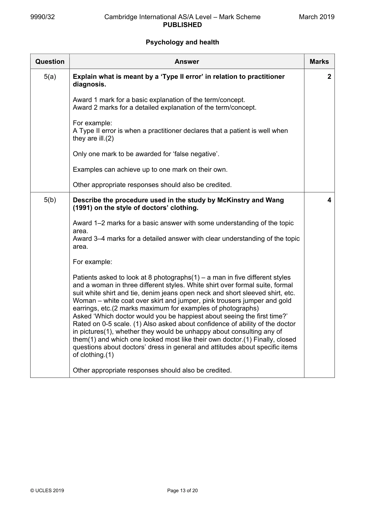 Mark scheme, page 13 of 20