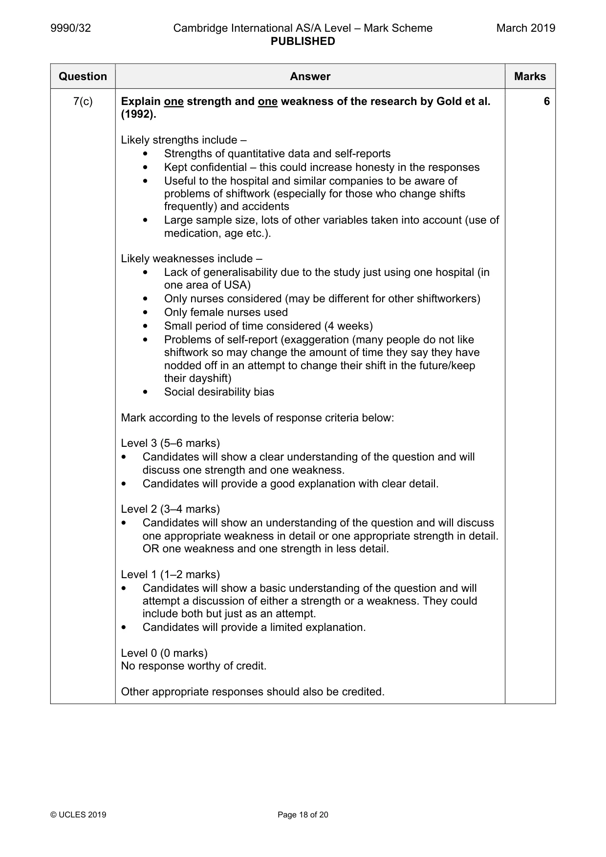 Mark scheme, page 18 of 20