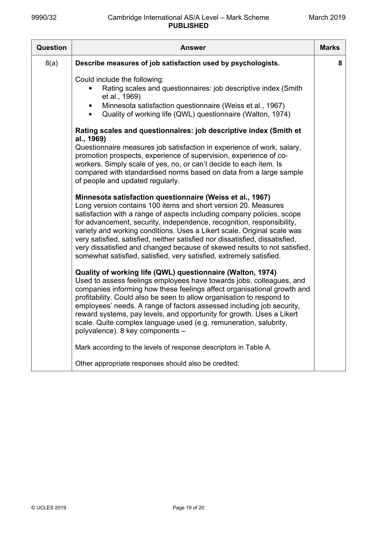 Mark scheme, page 19 of 20