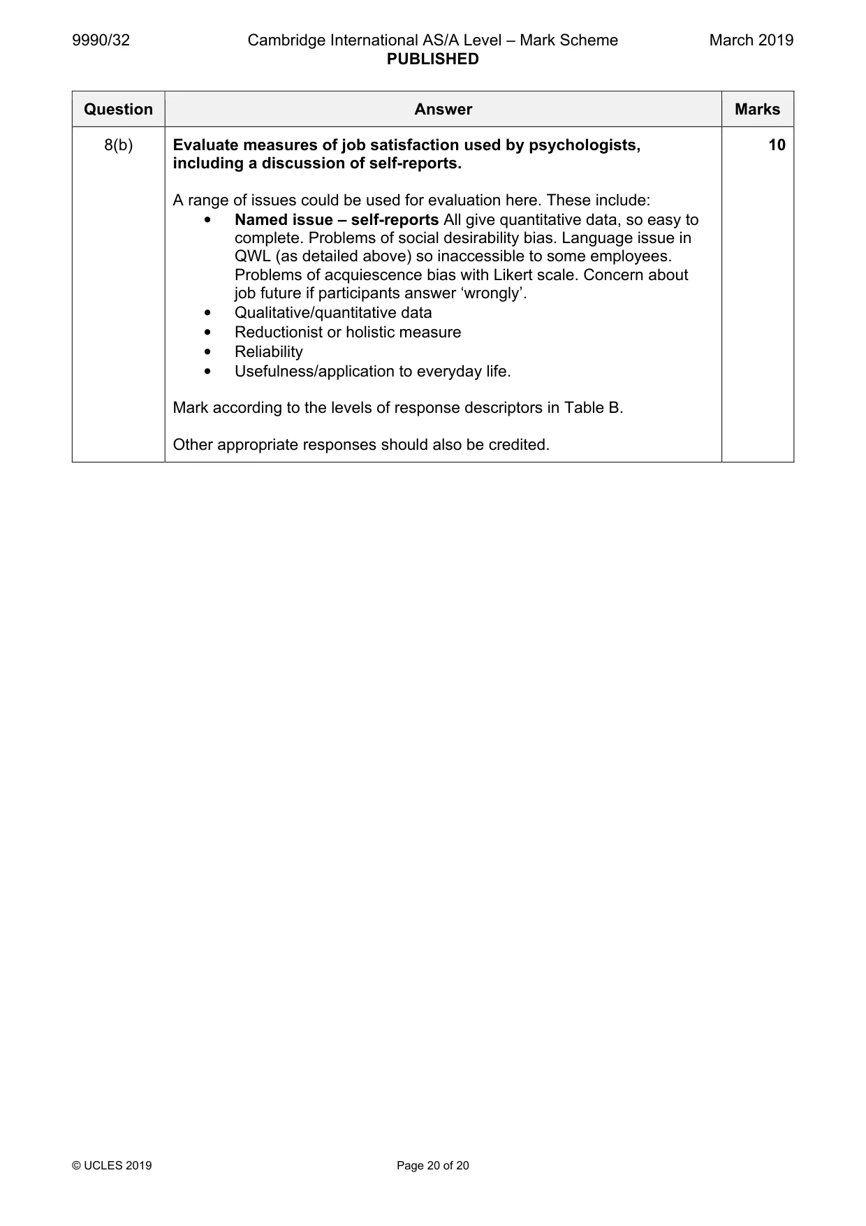 Mark scheme, page 20 of 20