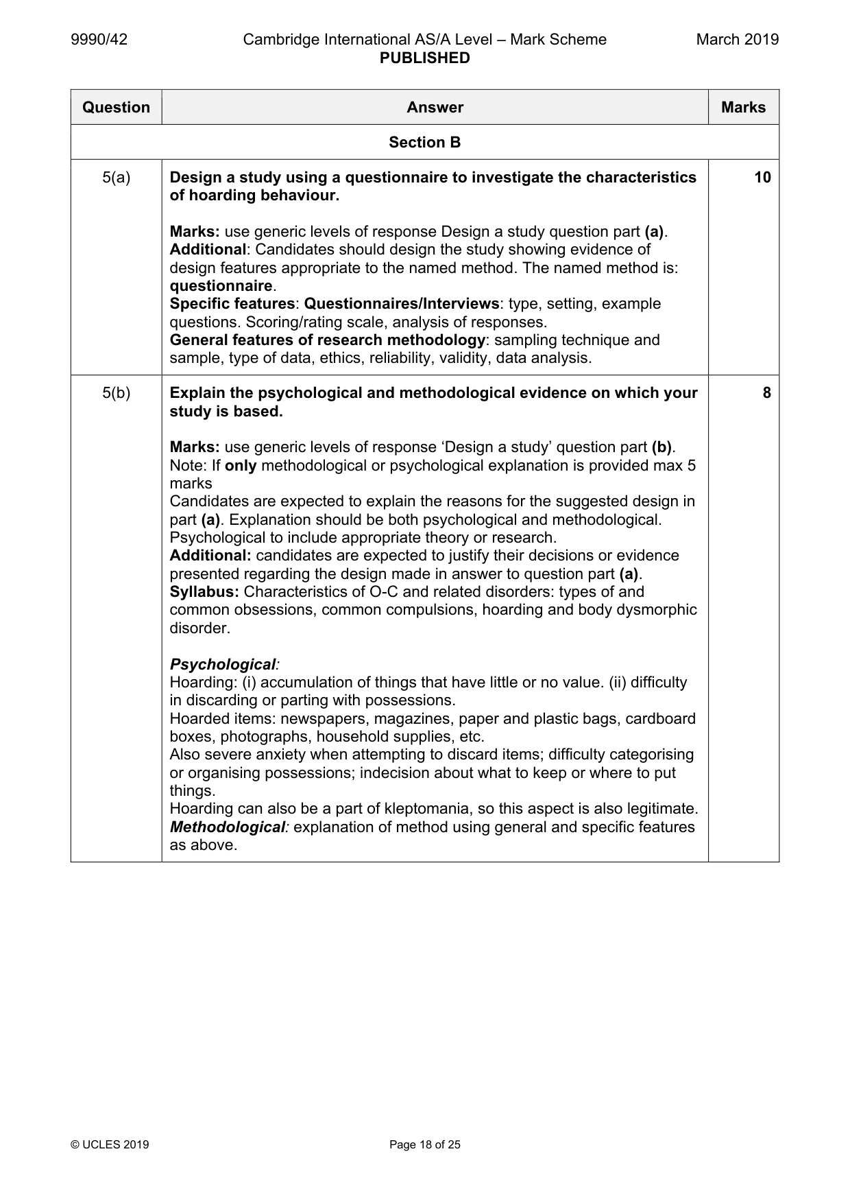 Mark scheme, page 18 of 25