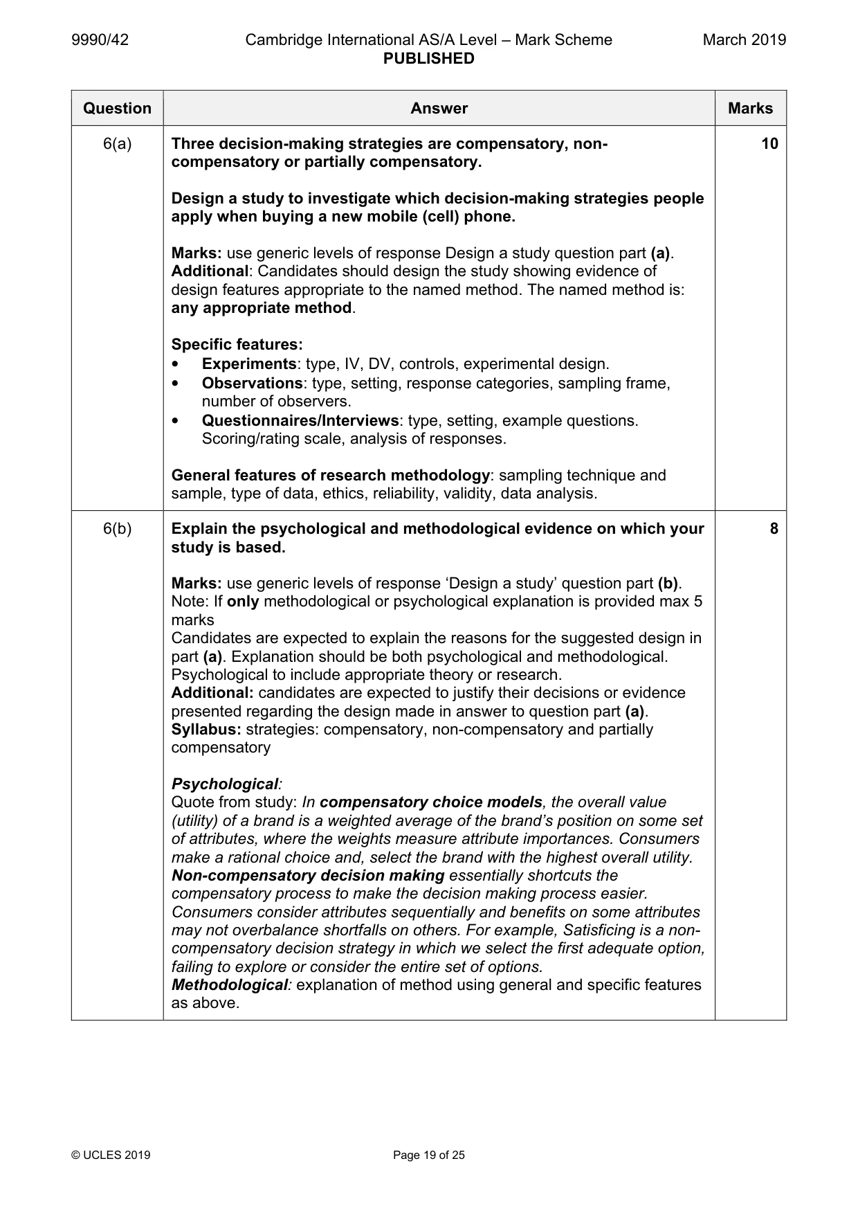 Mark scheme, page 19 of 25