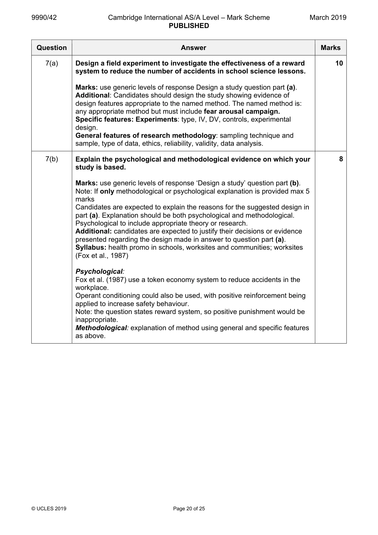 Mark scheme, page 20 of 25