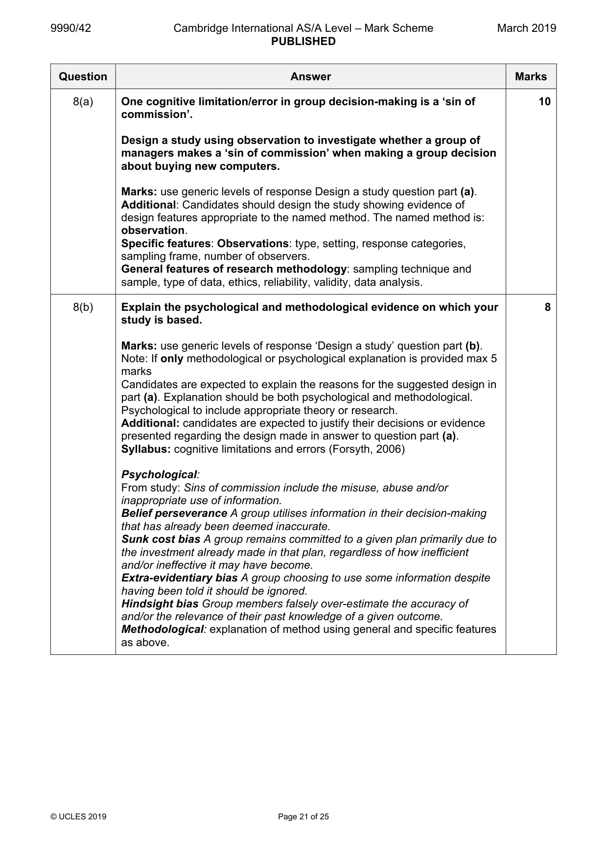 Mark scheme, page 21 of 25