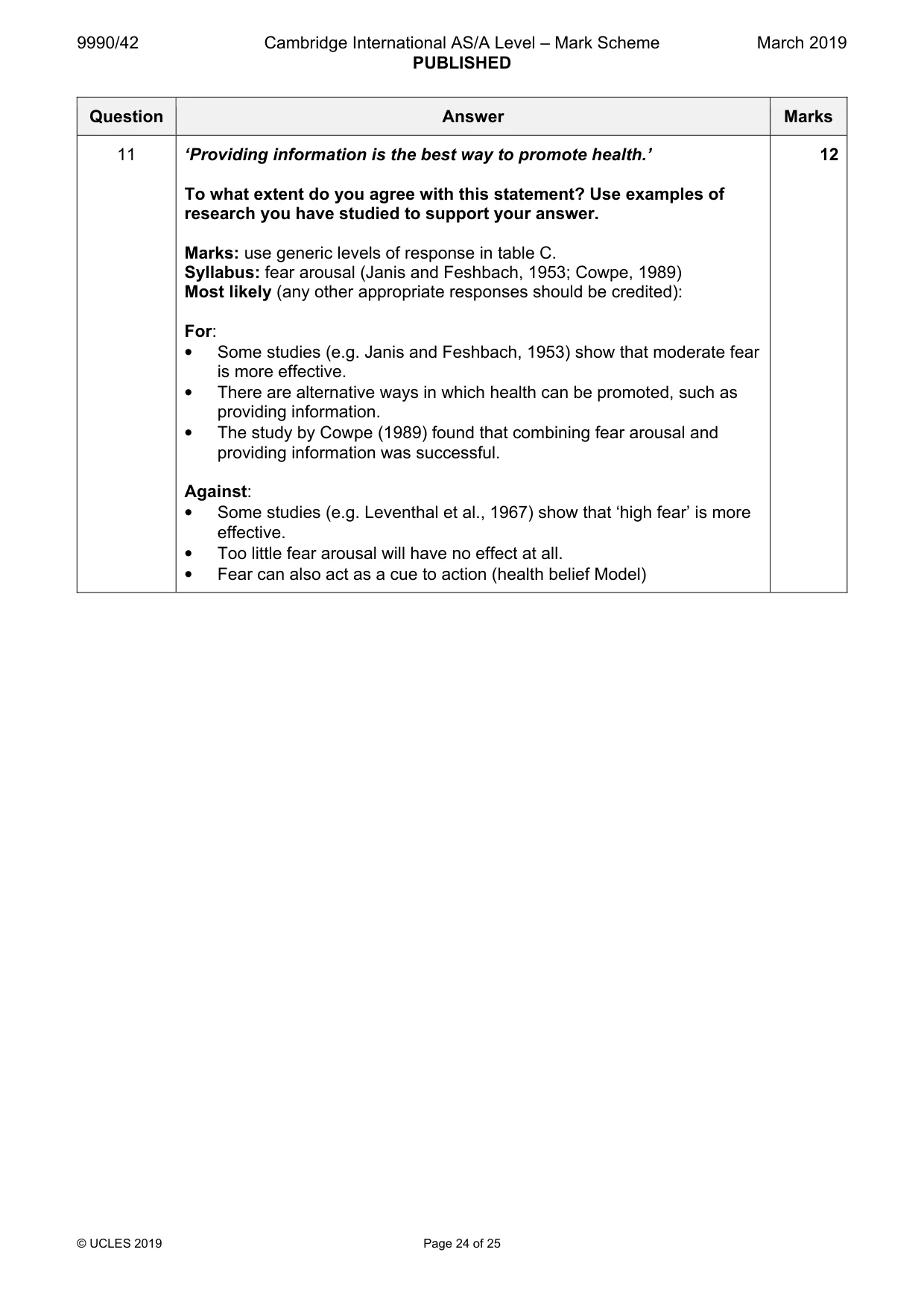 Mark scheme, page 24 of 25