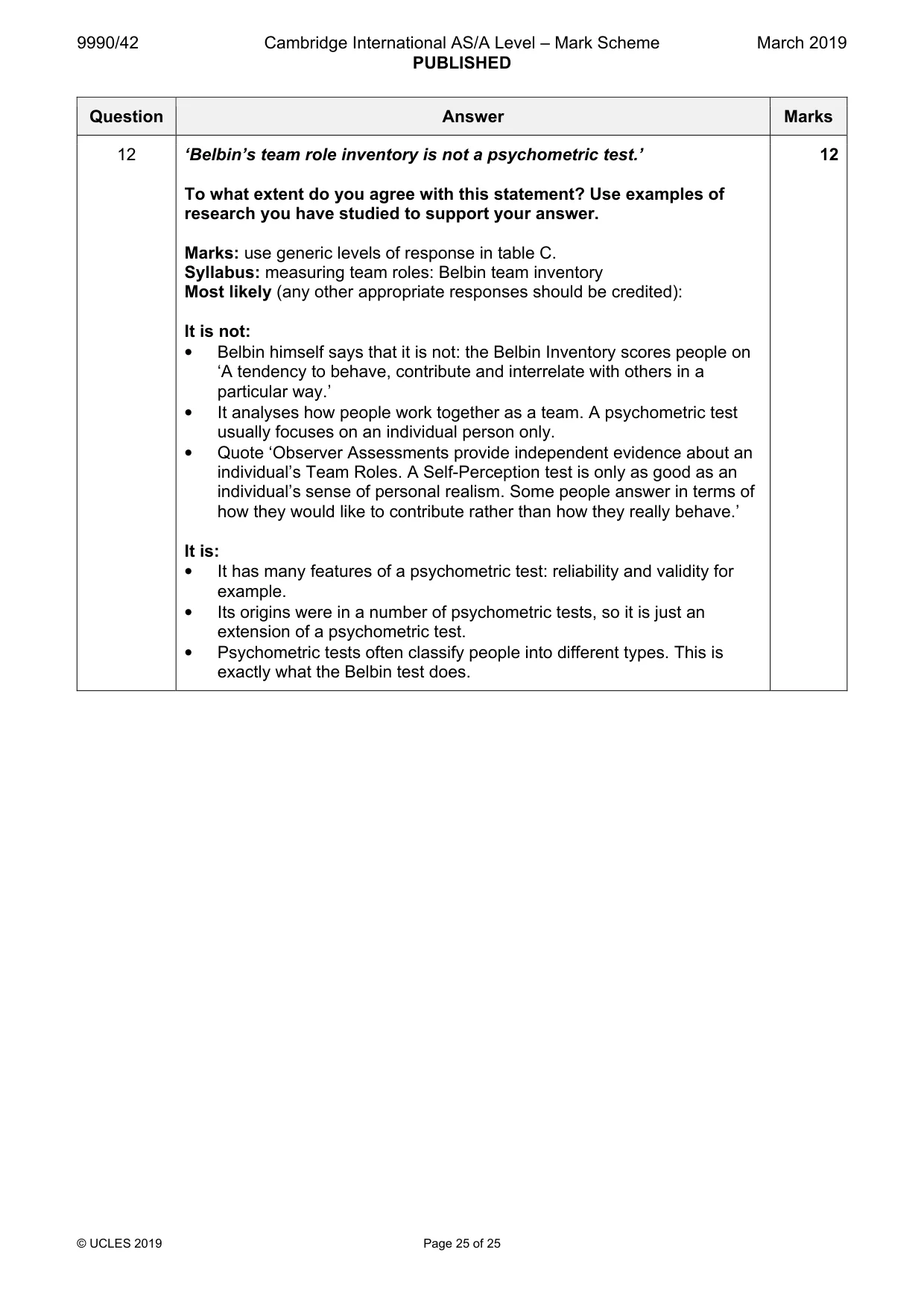 Mark scheme, page 25 of 25