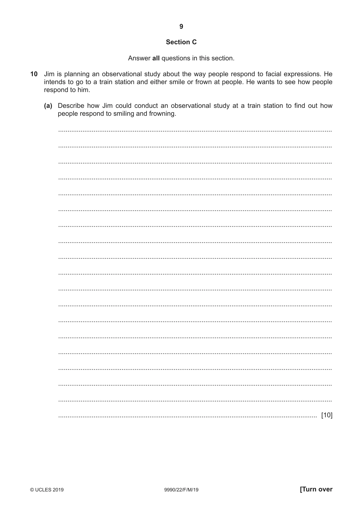 Cambridge A Level Psychology (from 2018) 9990 2019 Feb/March Paper 2 · Variant 2 question paper, page 9 of 12