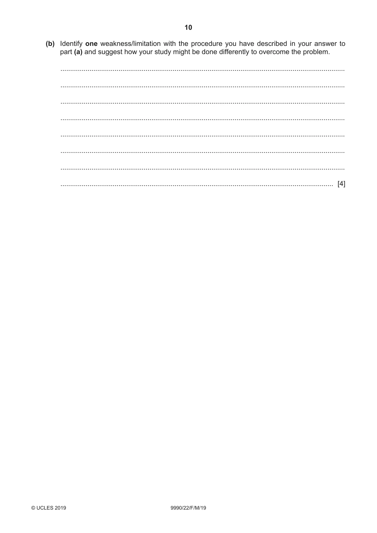Cambridge A Level Psychology (from 2018) 9990 2019 Feb/March Paper 2 · Variant 2 question paper, page 10 of 12