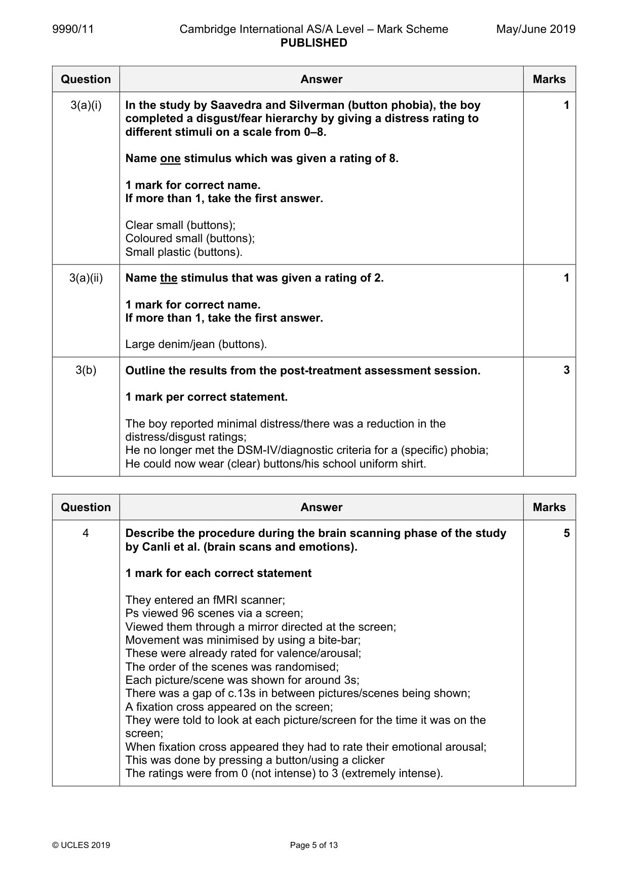 Mark scheme, page 5 of 13