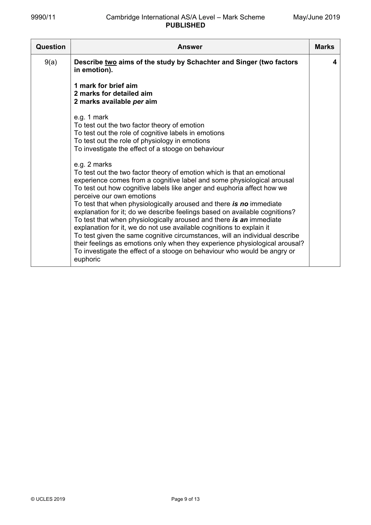 Mark scheme, page 9 of 13