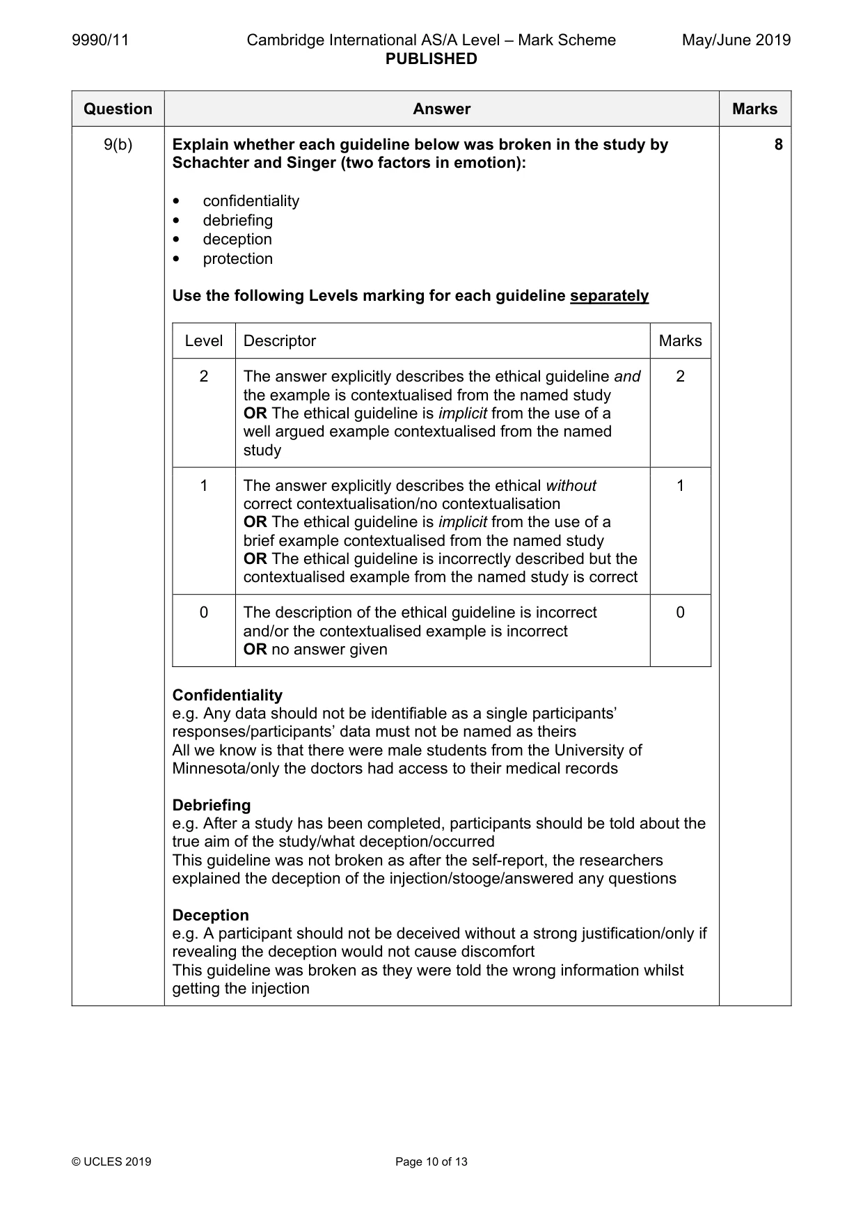 Mark scheme, page 10 of 13