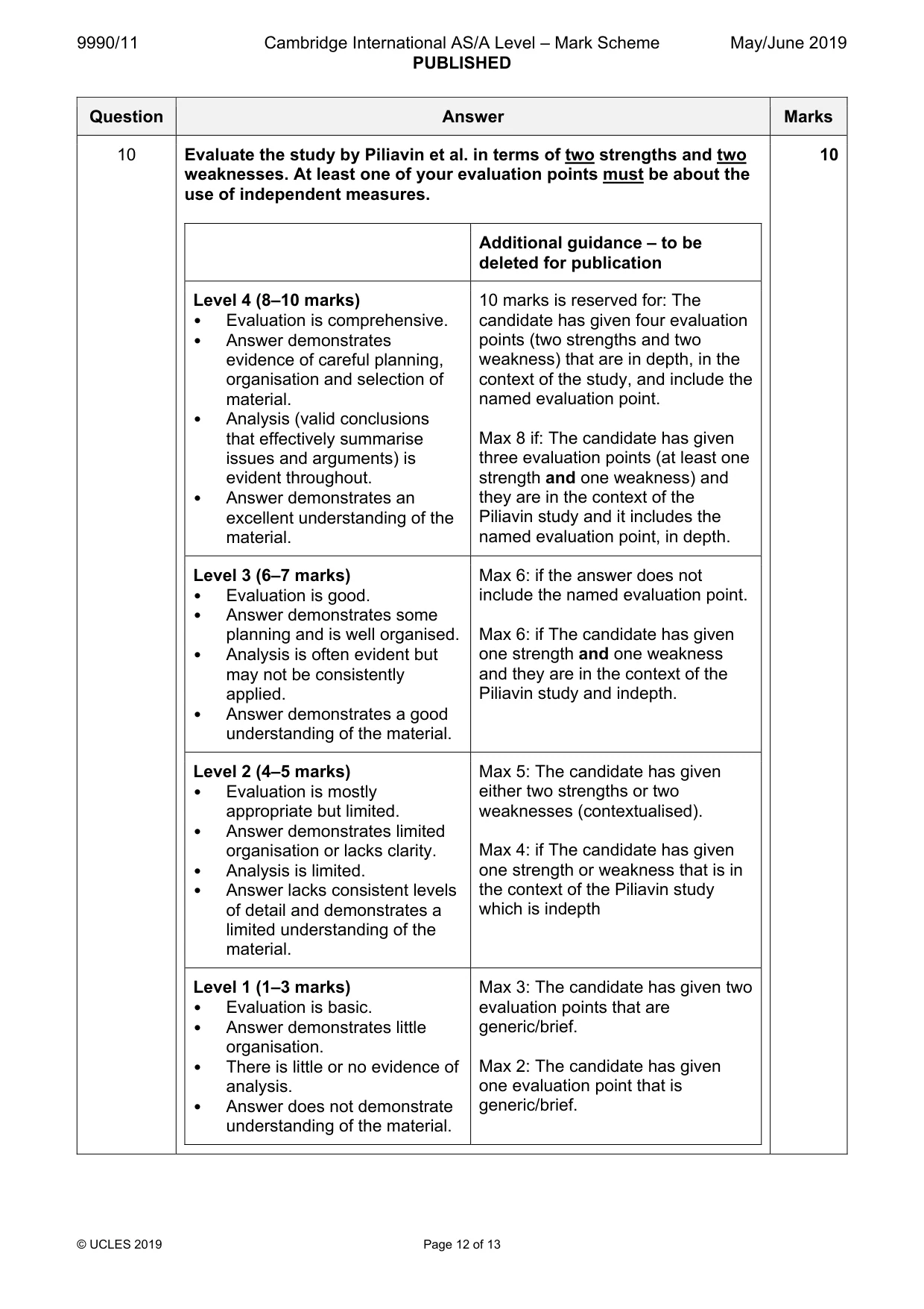 Mark scheme, page 12 of 13