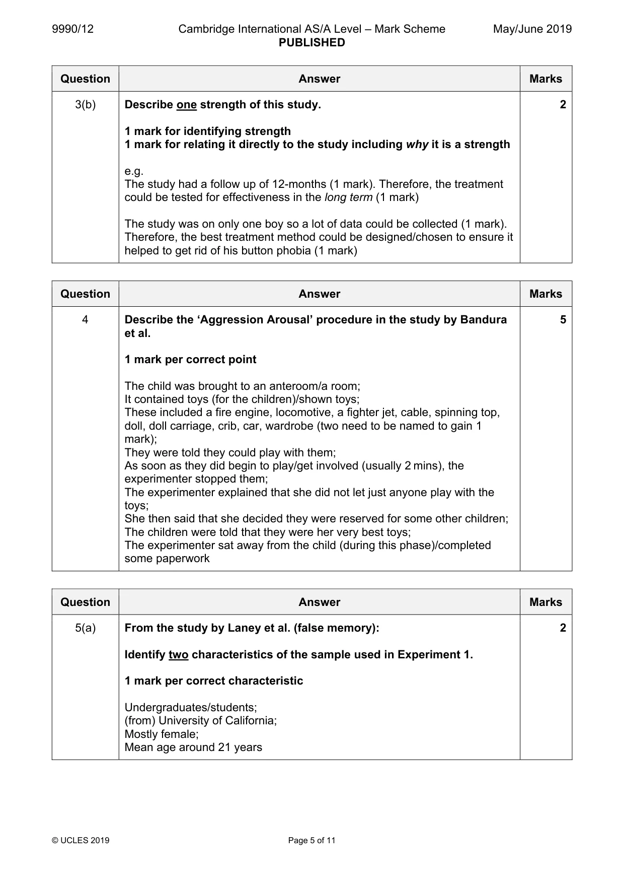 Mark scheme, page 5 of 11