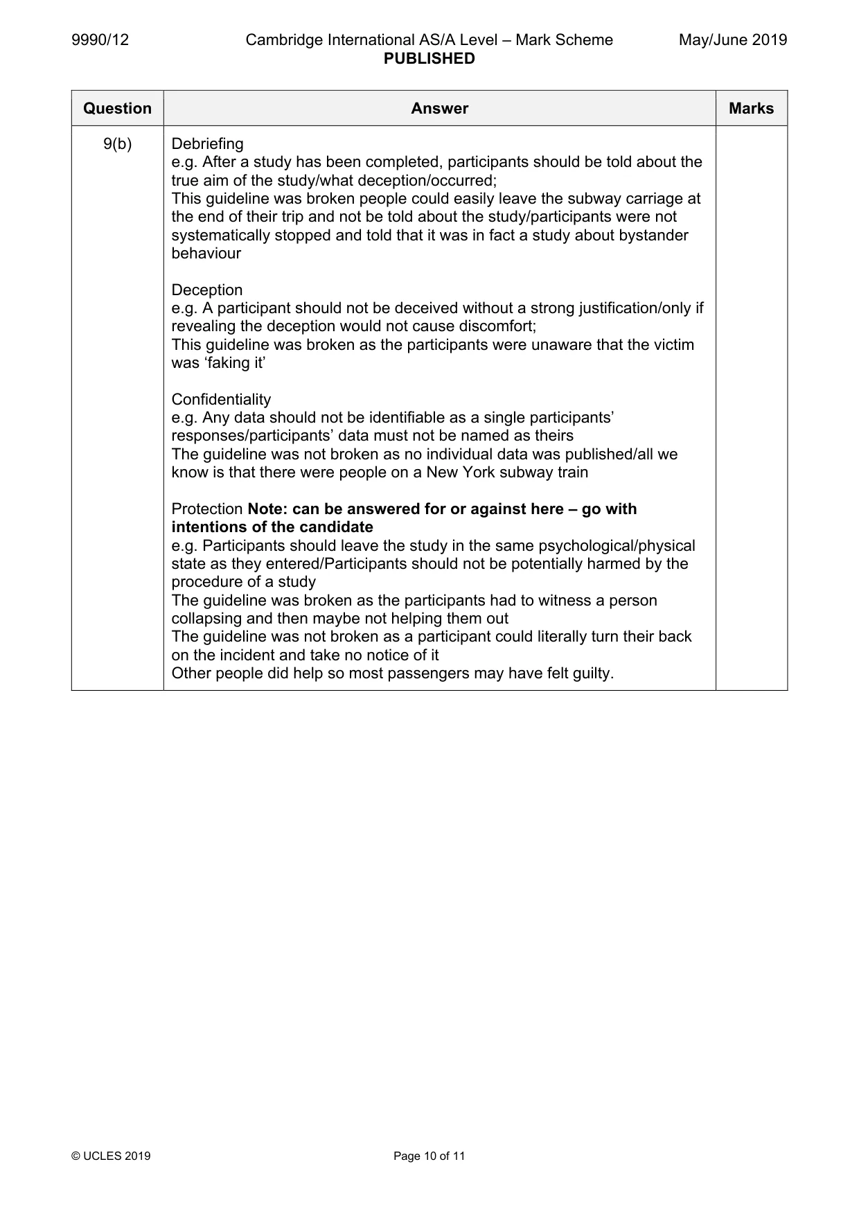 Mark scheme, page 10 of 11