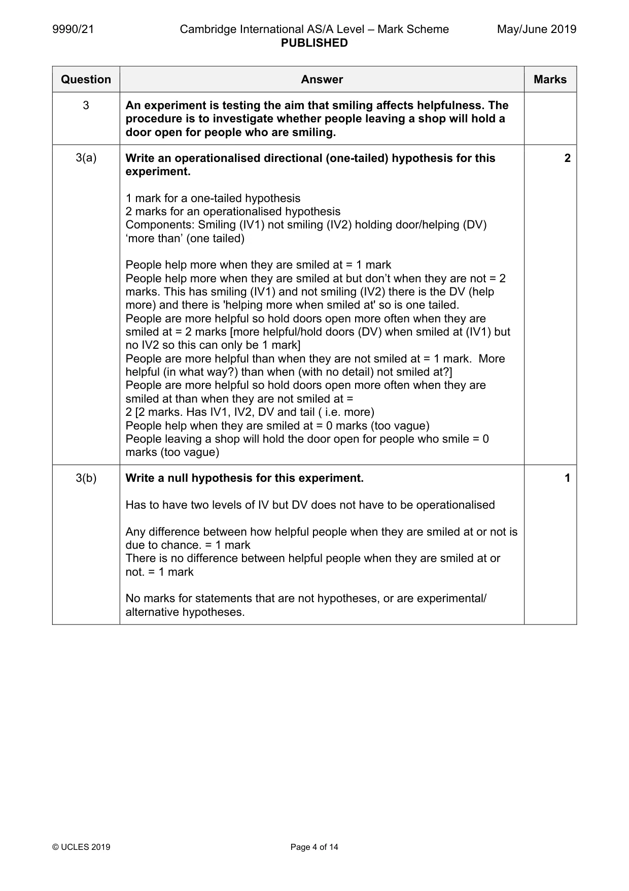 Mark scheme, page 4 of 14