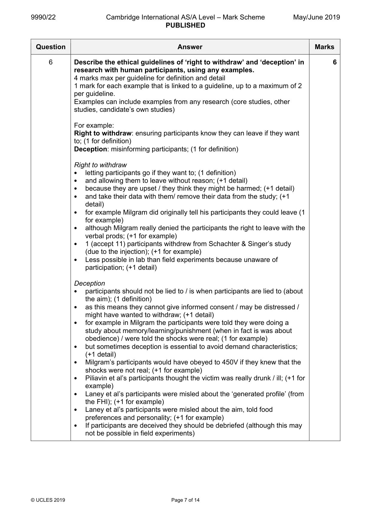 Mark scheme, page 7 of 14