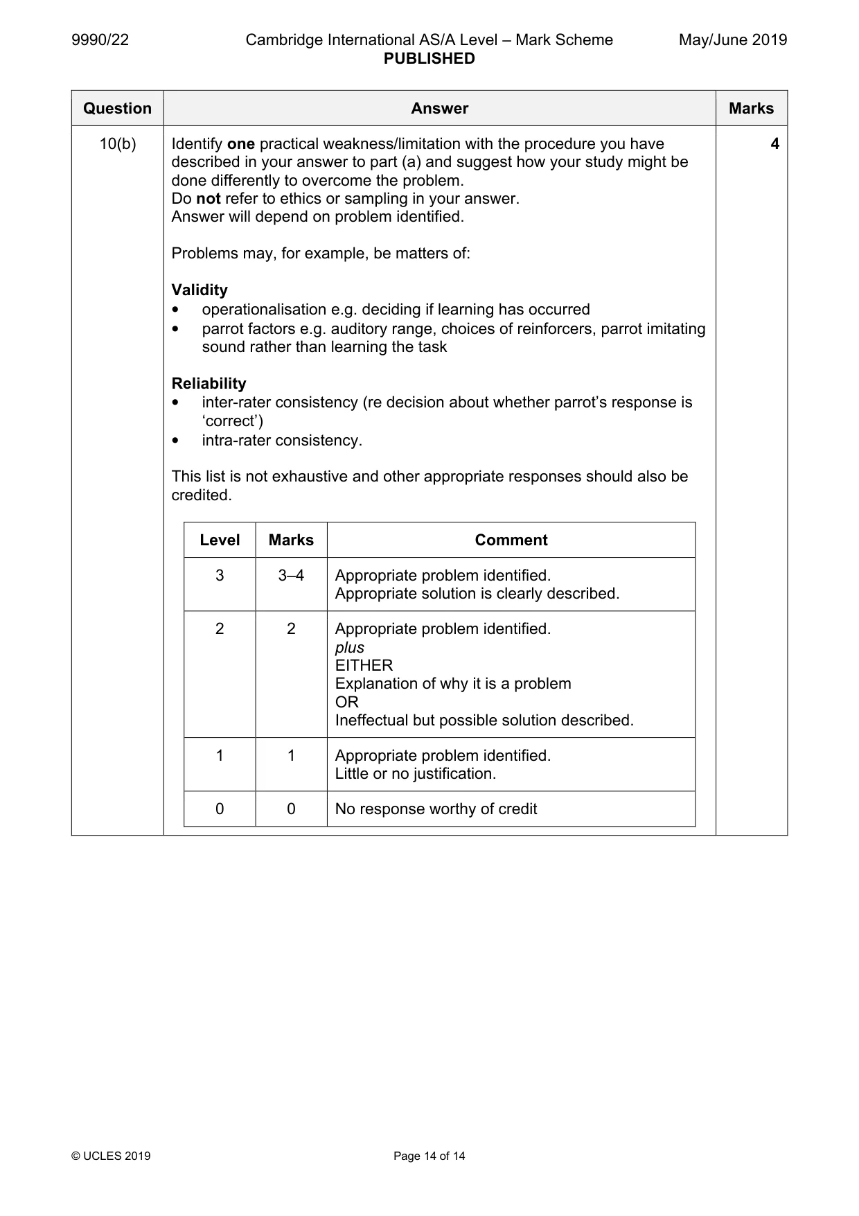 Mark scheme, page 14 of 14