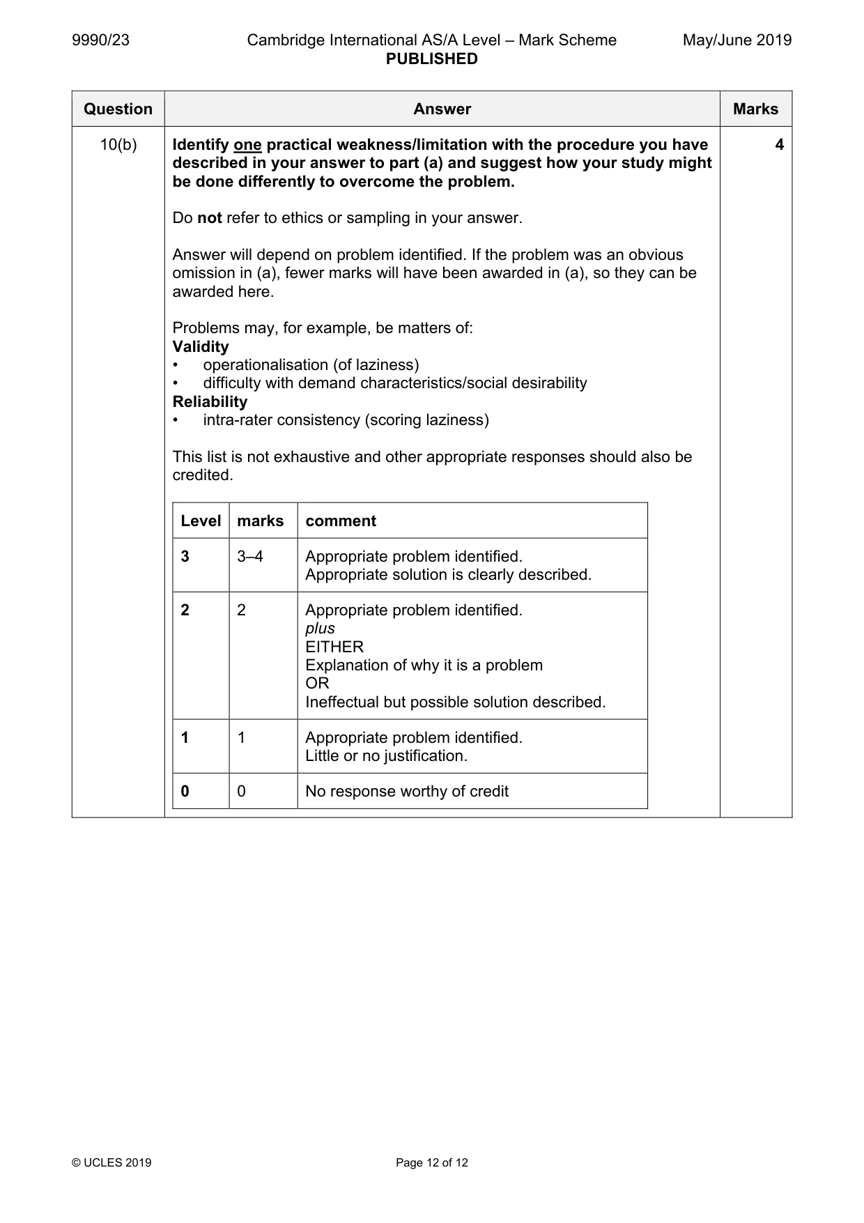 Mark scheme, page 12 of 12