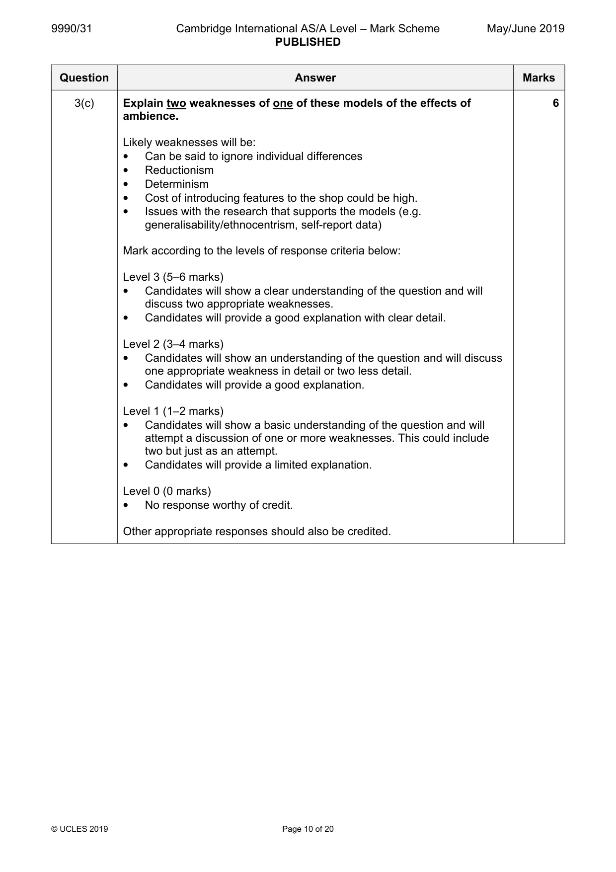 Mark scheme, page 10 of 20