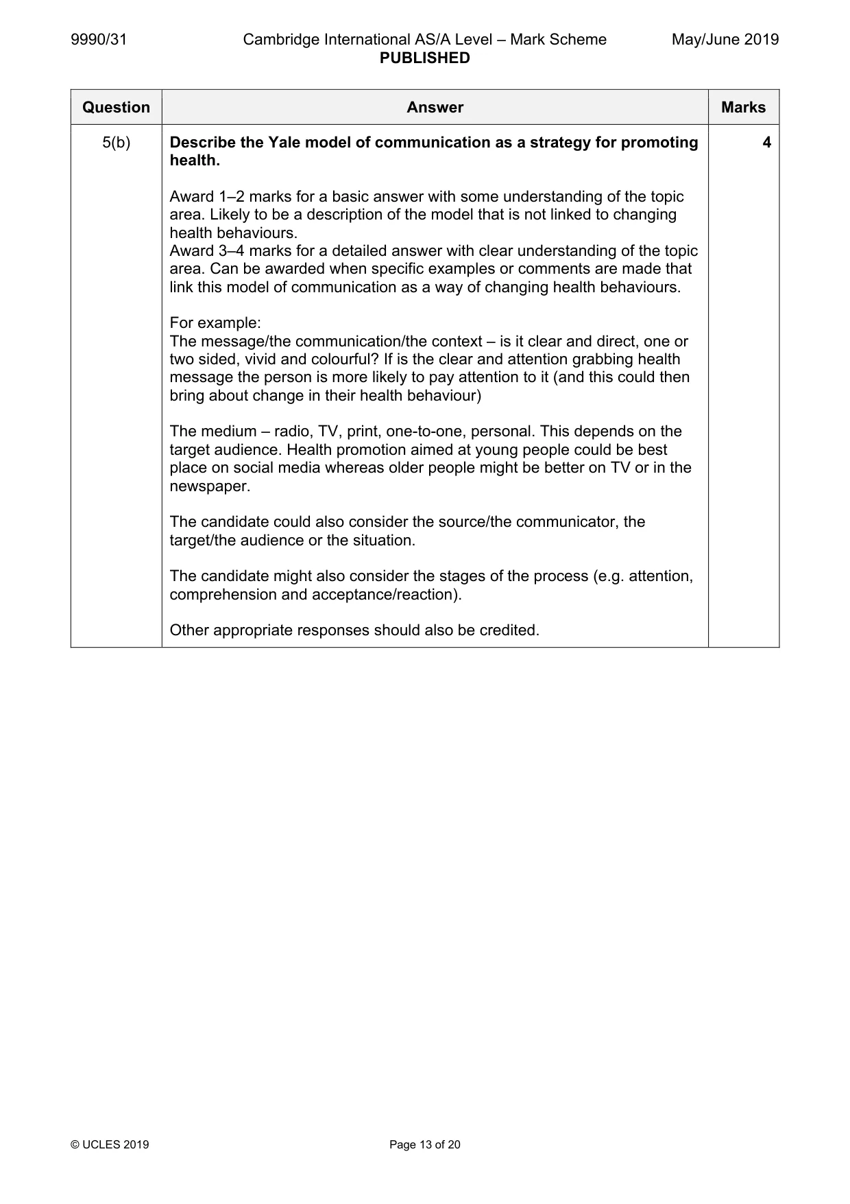 Mark scheme, page 13 of 20