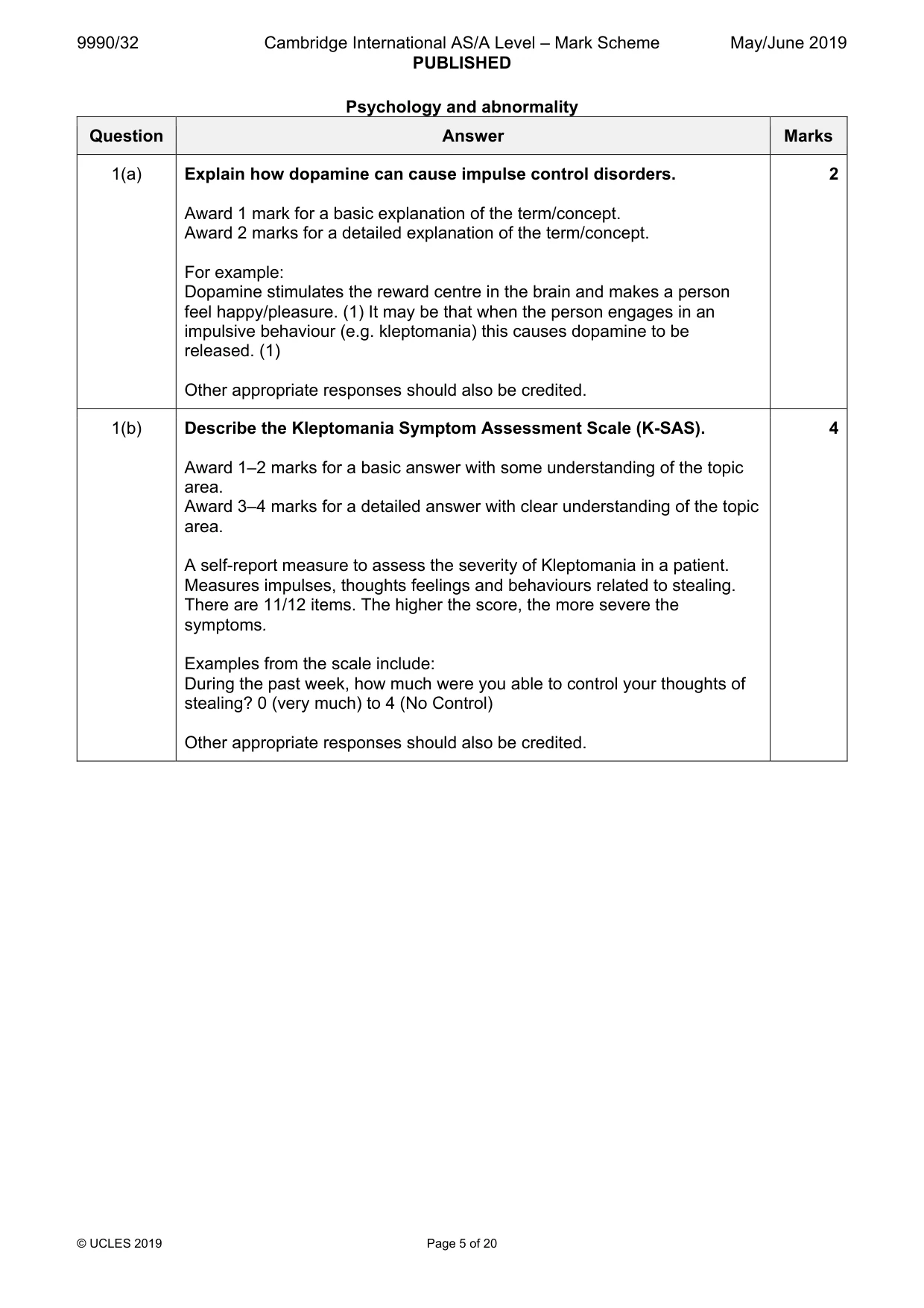 Mark scheme, page 5 of 20