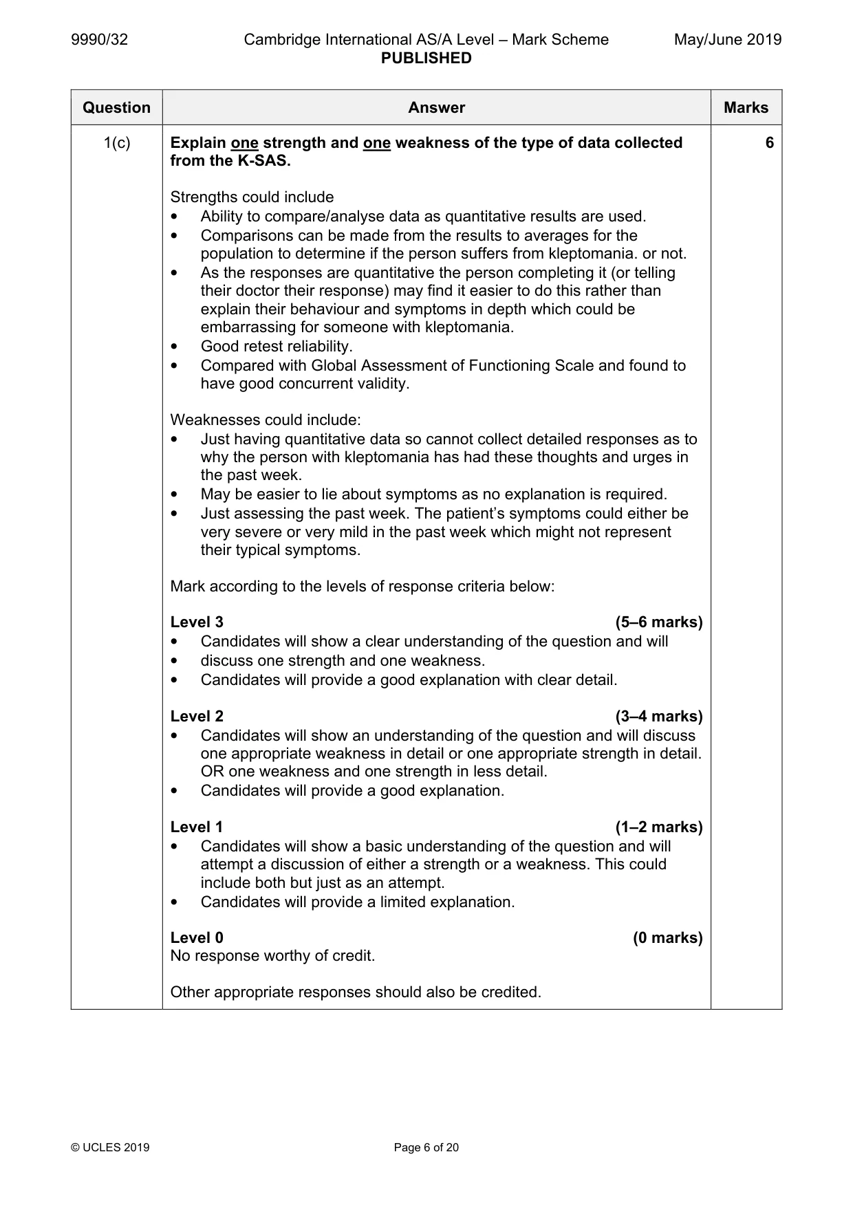 Mark scheme, page 6 of 20