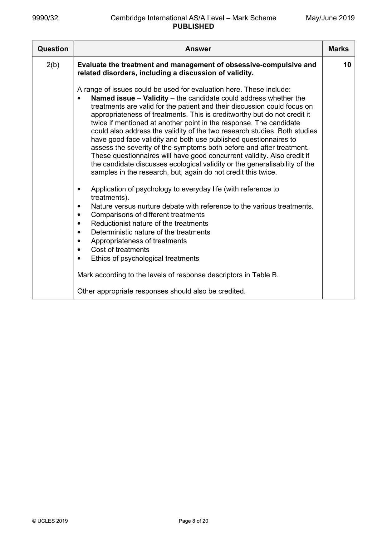 Mark scheme, page 8 of 20