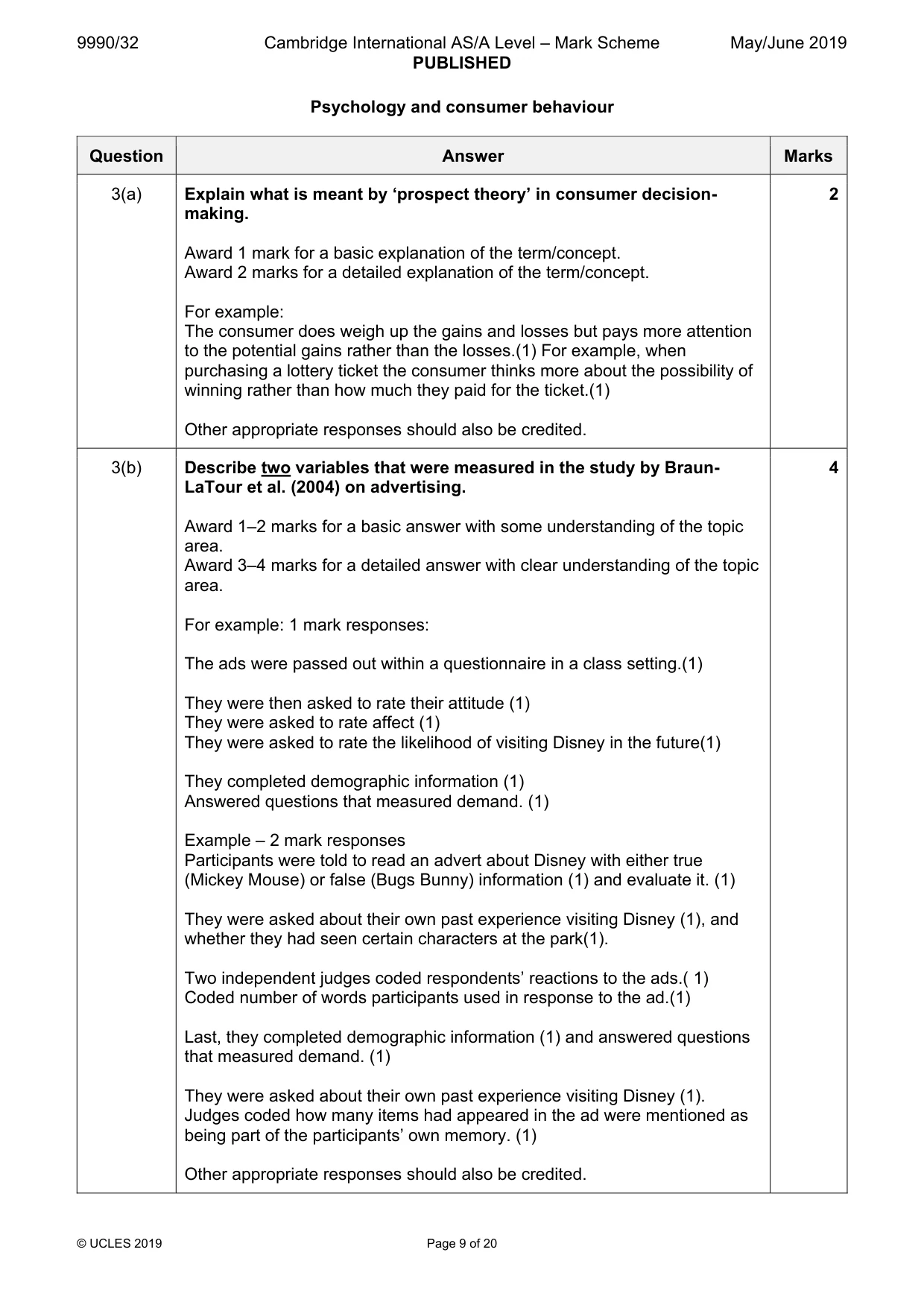 Mark scheme, page 9 of 20