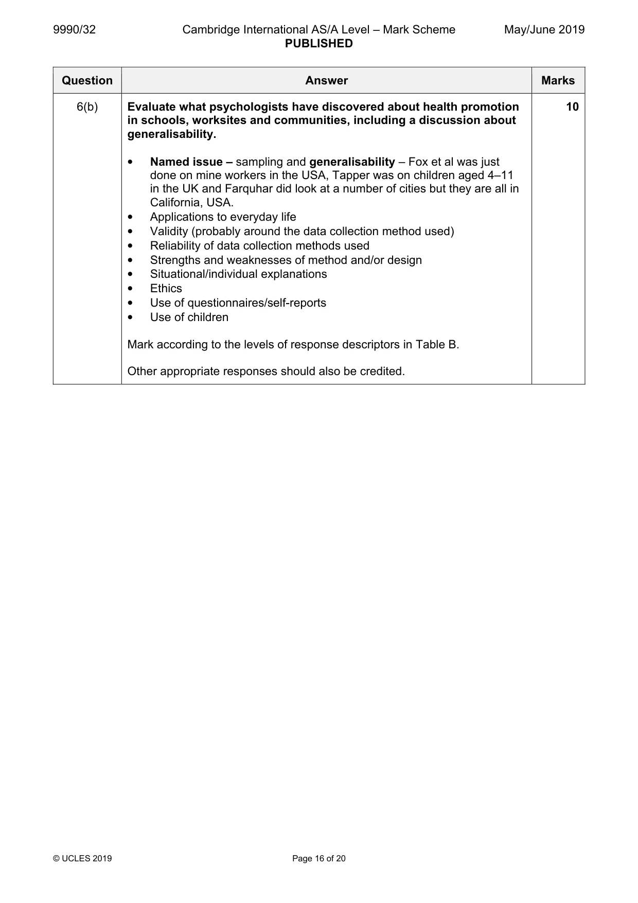 Mark scheme, page 16 of 20