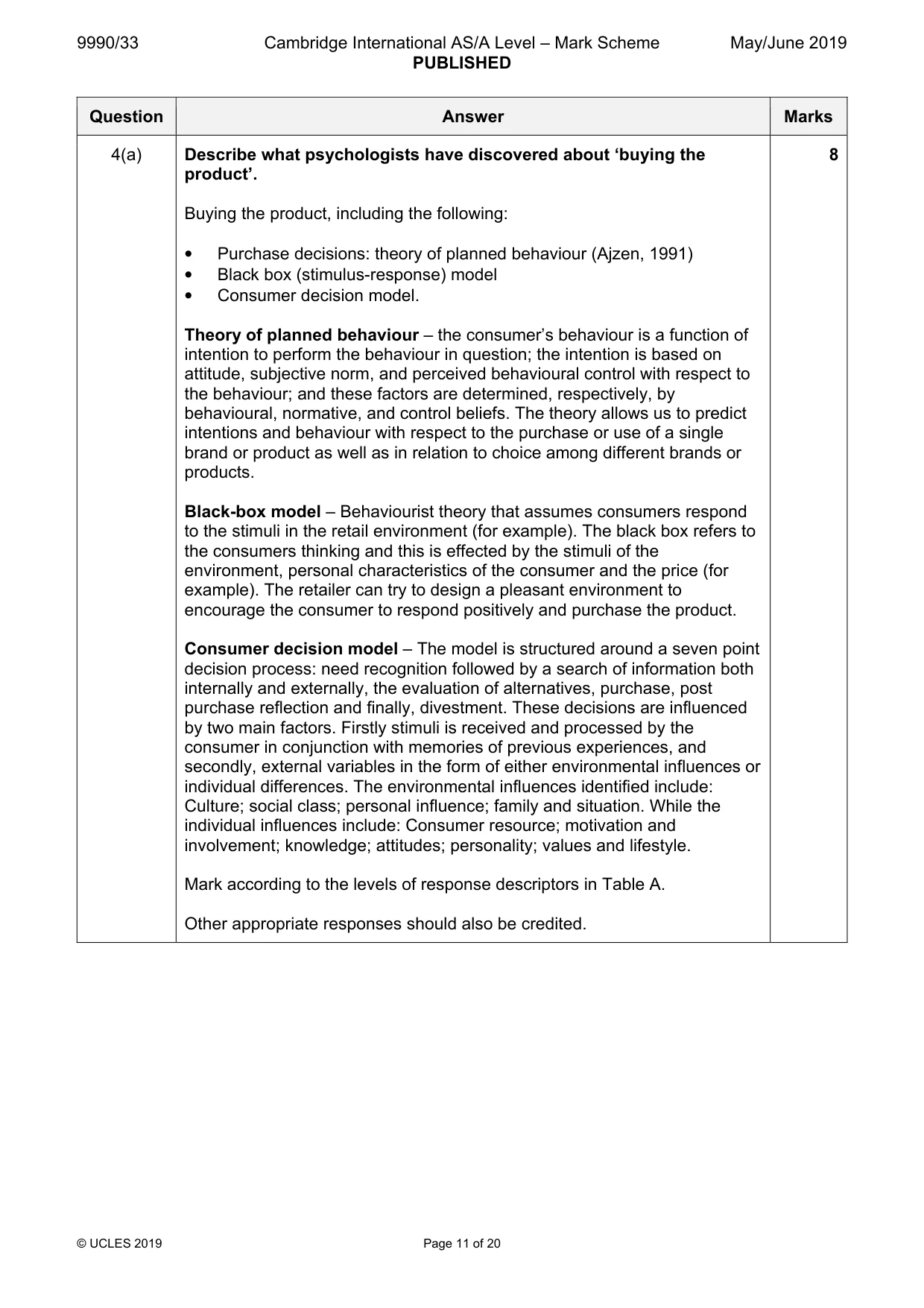 Mark scheme, page 11 of 20