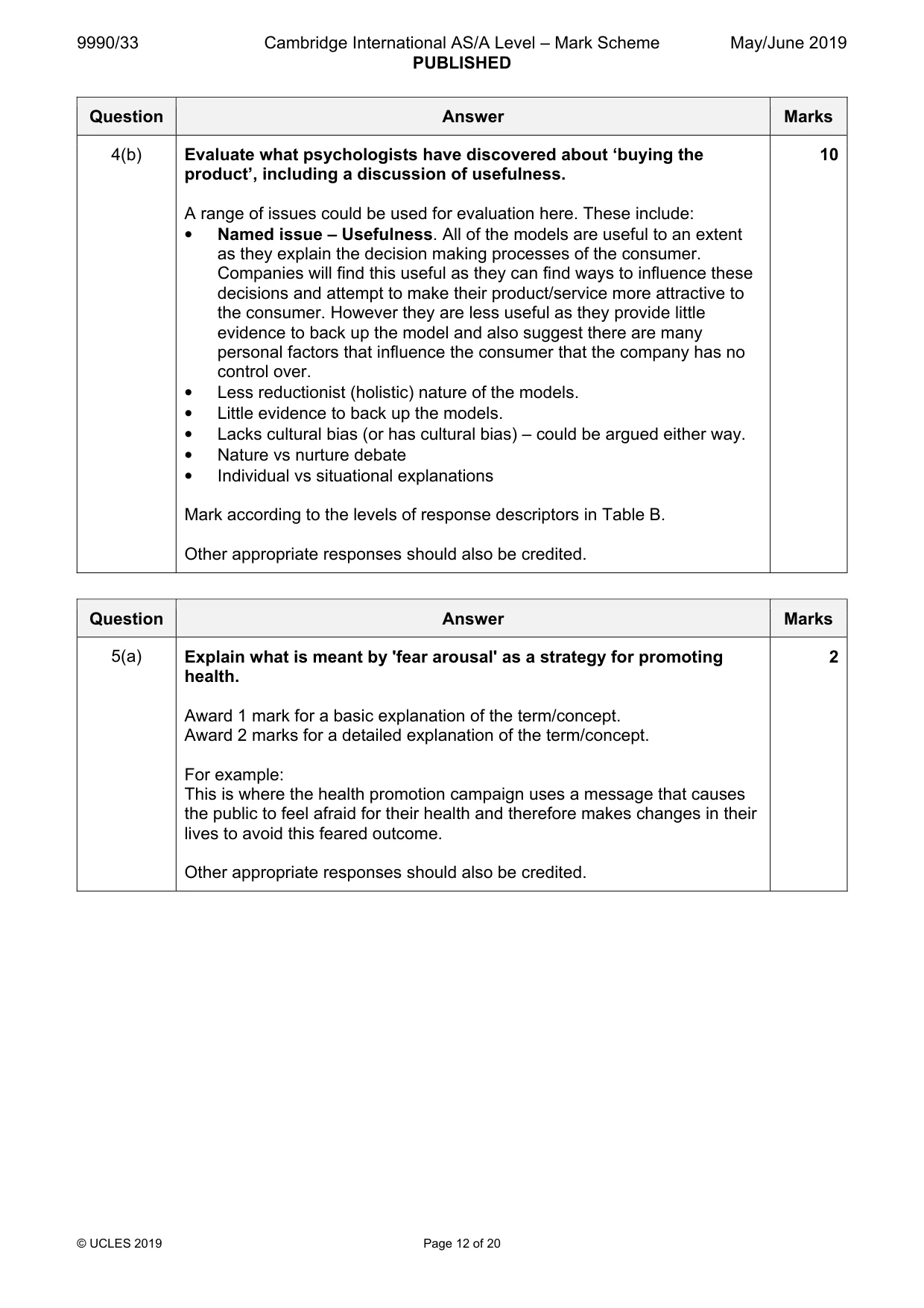 Mark scheme, page 12 of 20