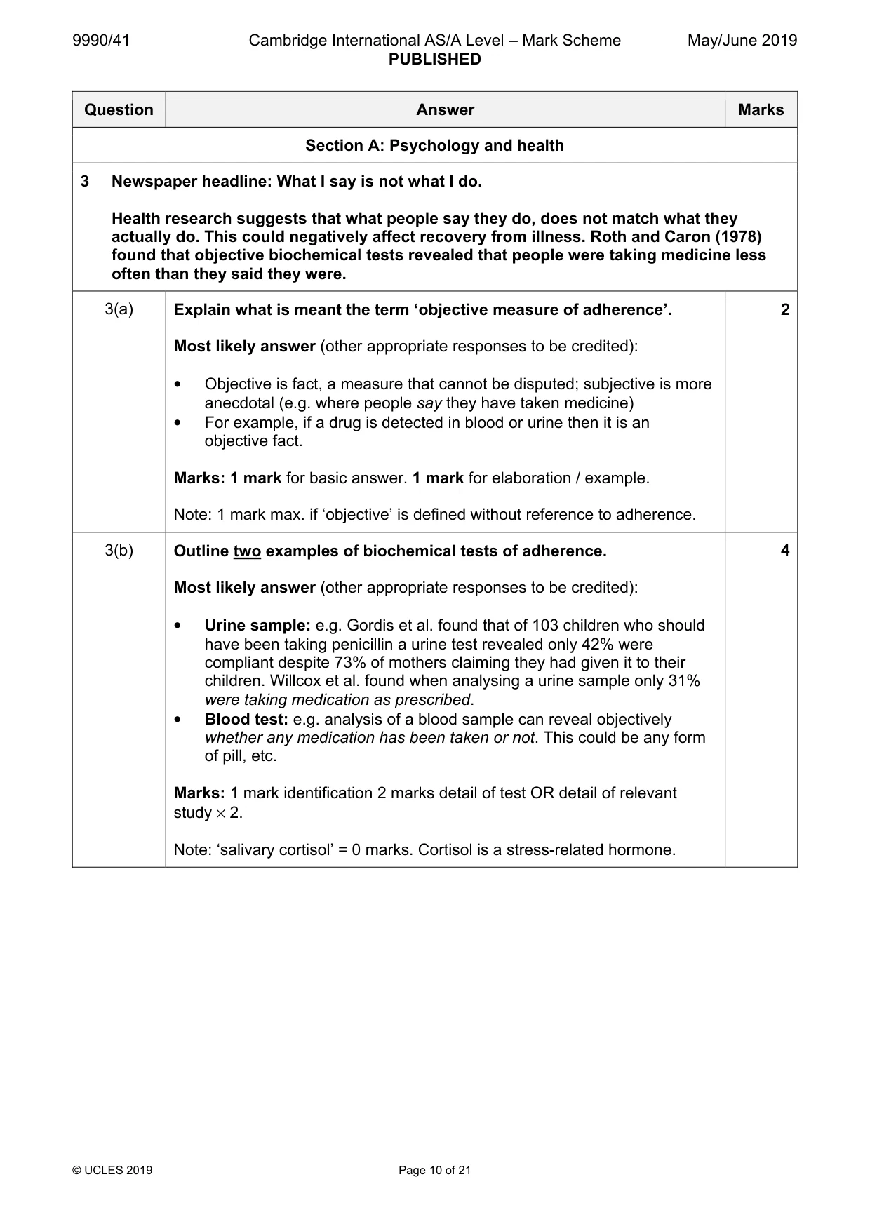Mark scheme, page 10 of 21