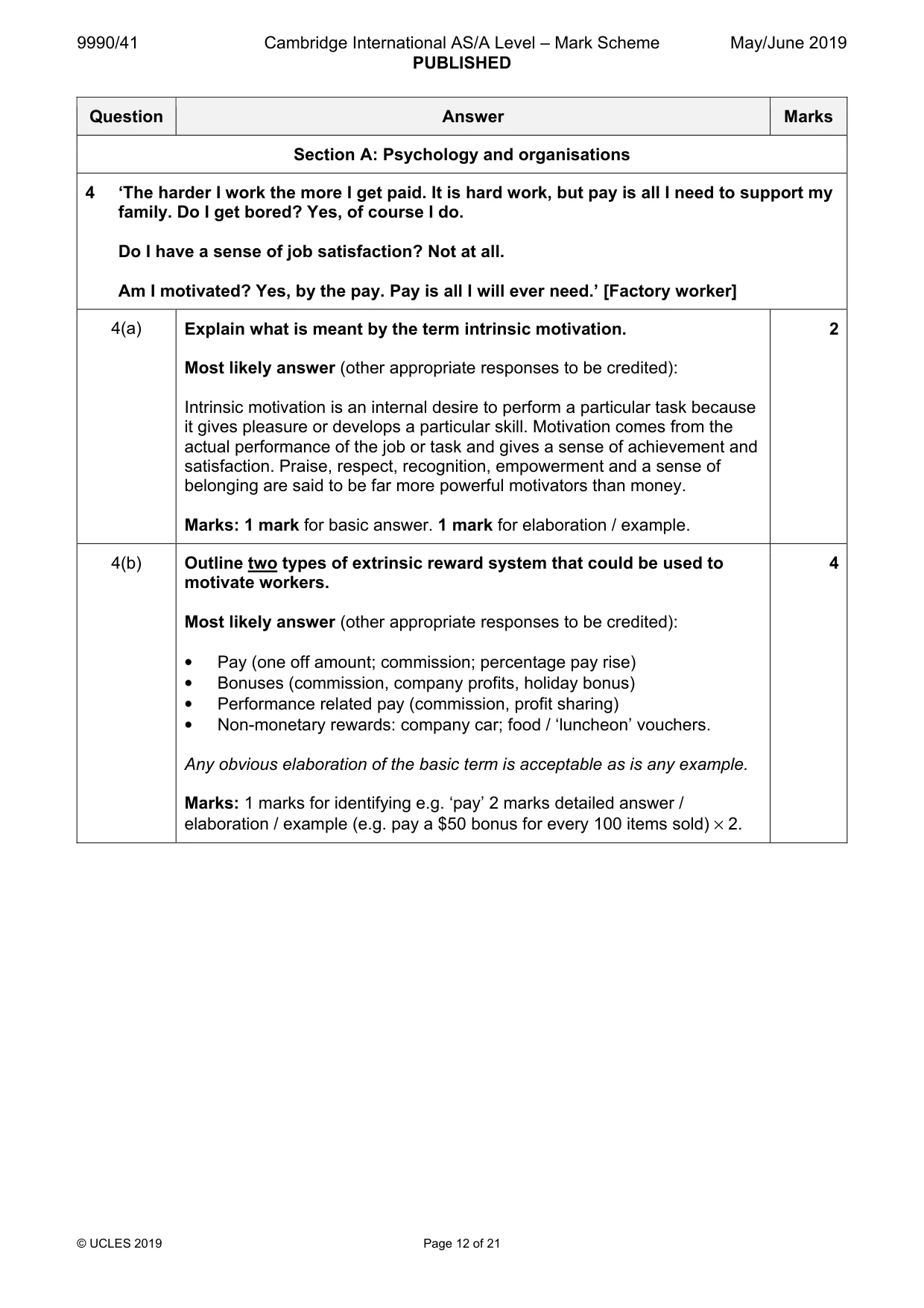 Mark scheme, page 12 of 21