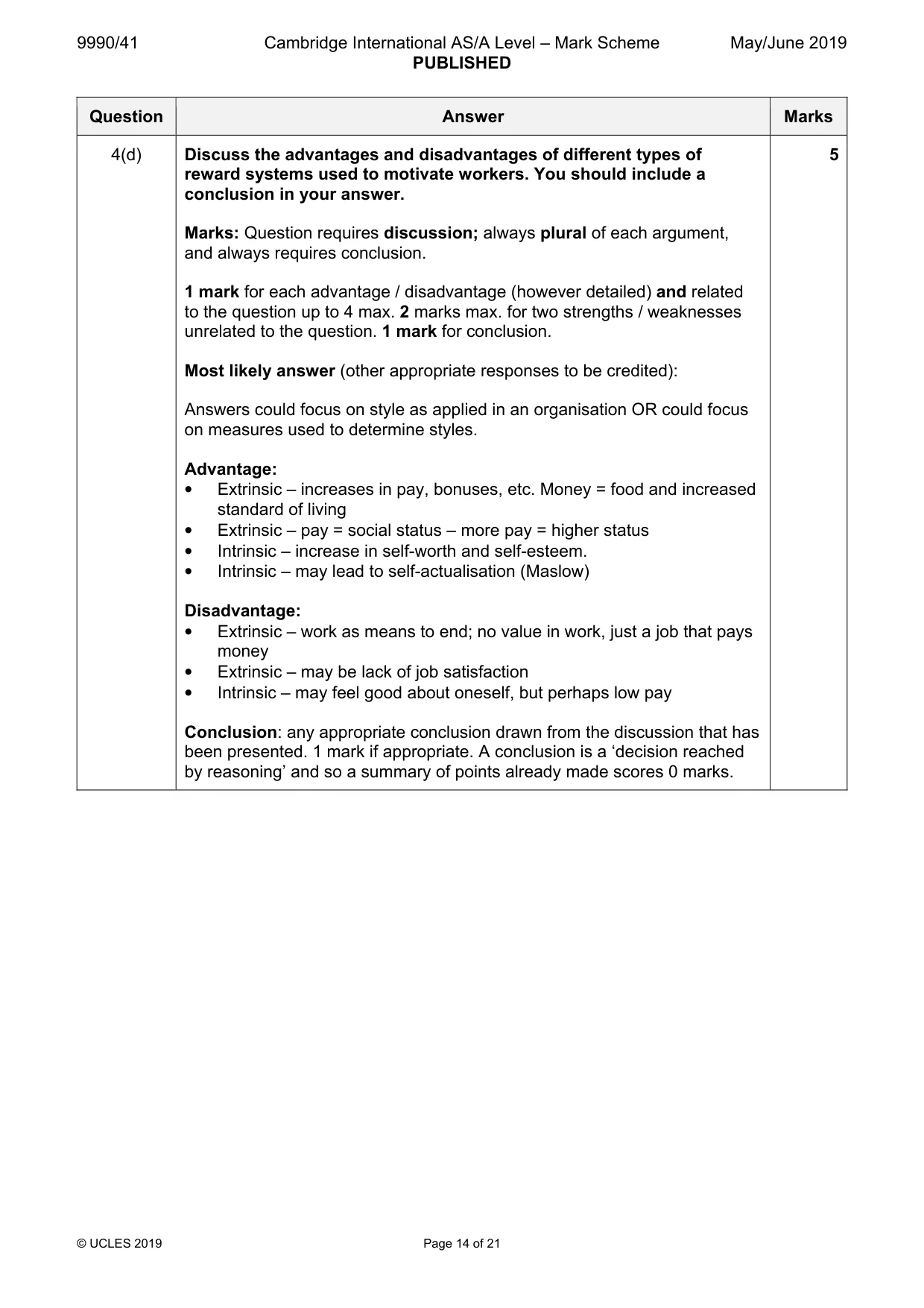 Mark scheme, page 14 of 21